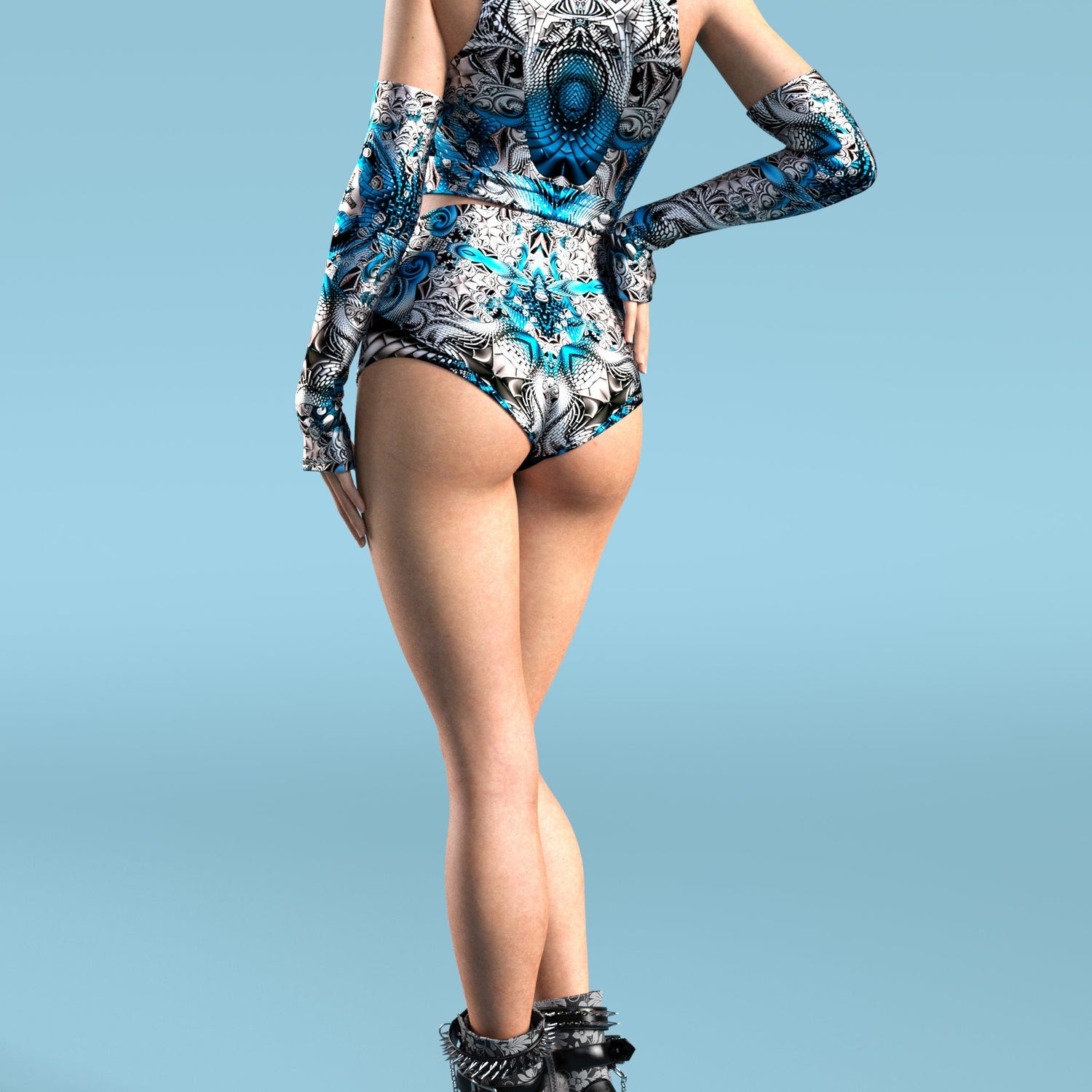 Ancient Abstractions High Waist Shorts Lycra