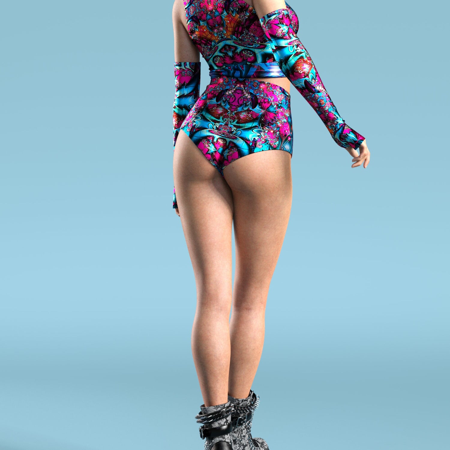 Nebula Chaos Blue Hooded Set Lycra