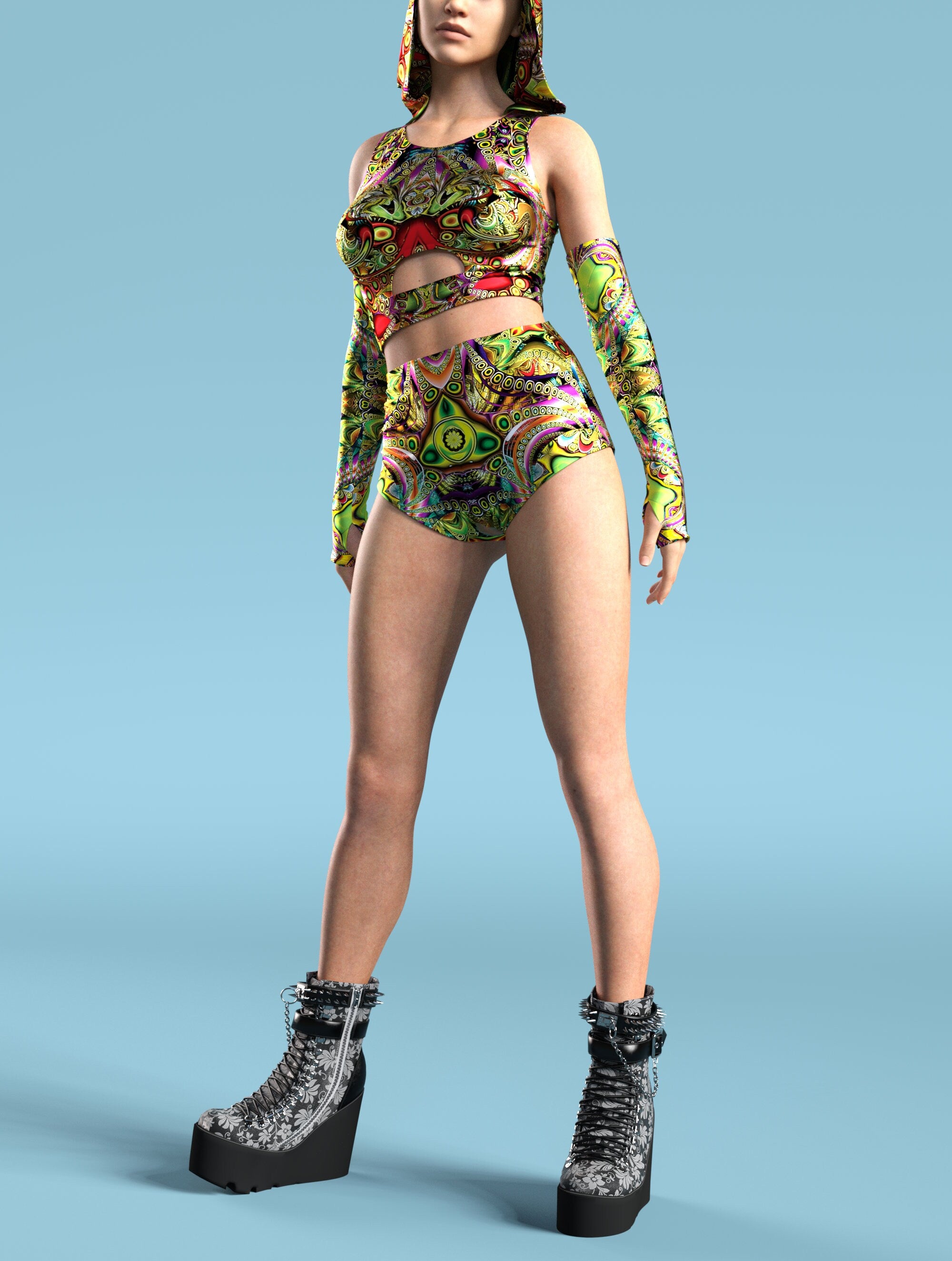 Lost in the Grasshopper Hooded Belt Top Green
