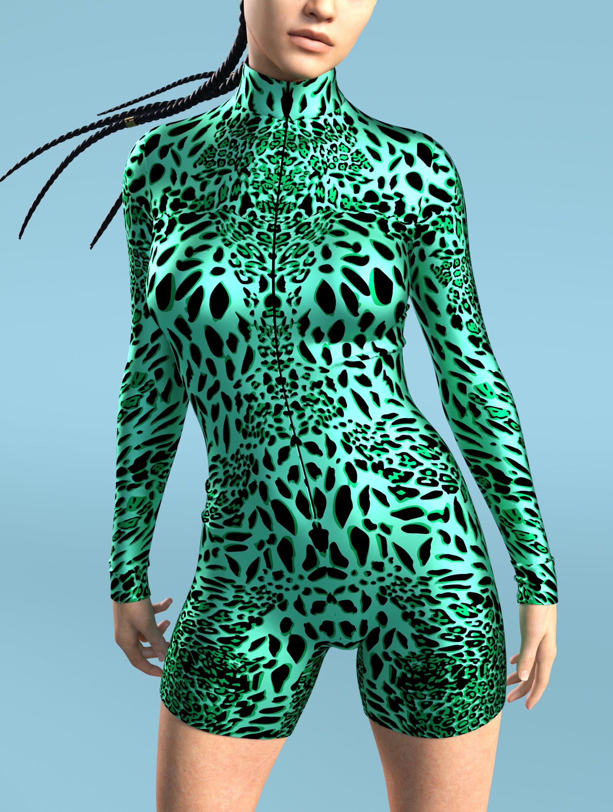 Green Leopardy Biker Costume 1