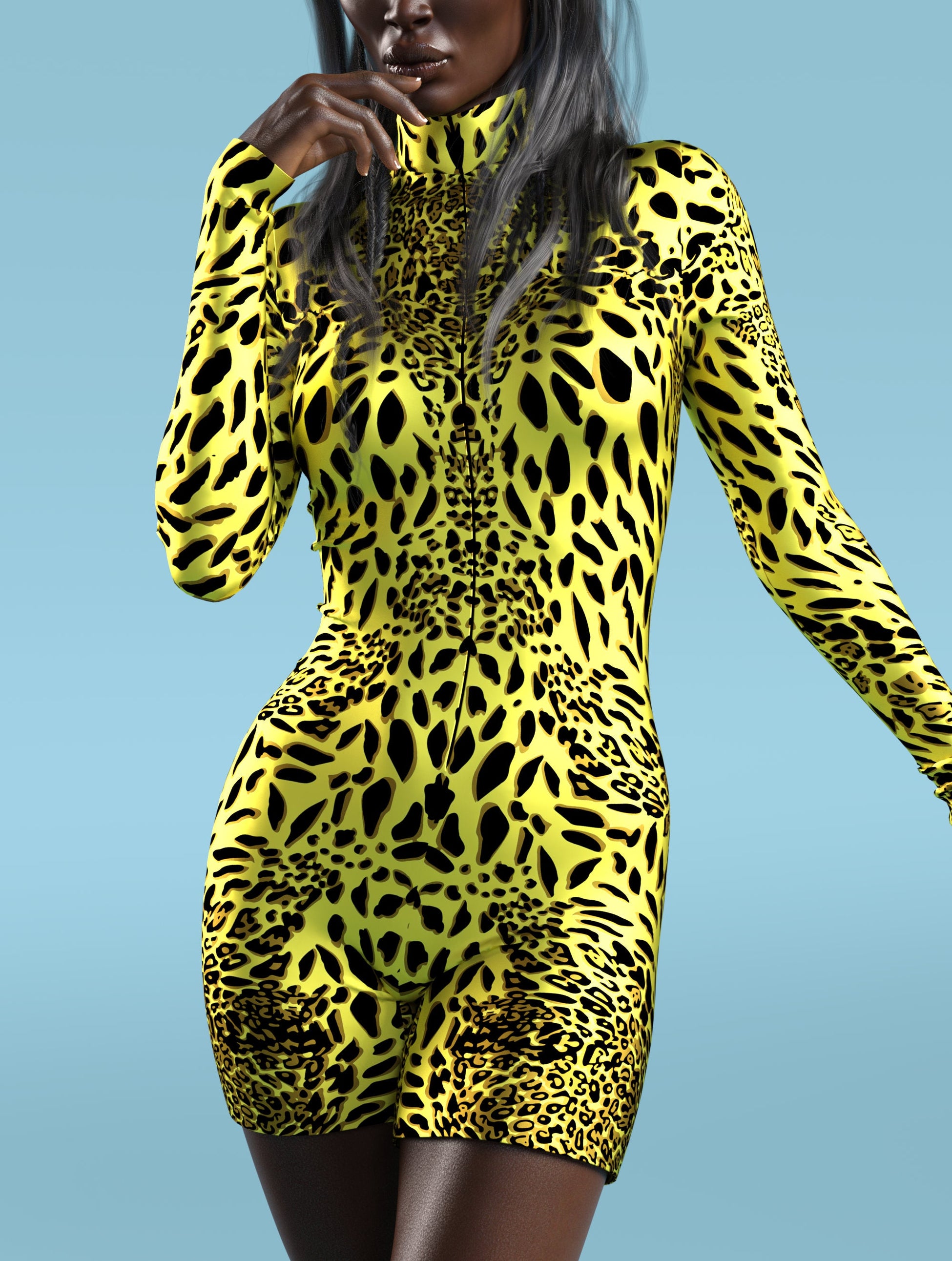 Yellow Leopardy Biker Costume 1