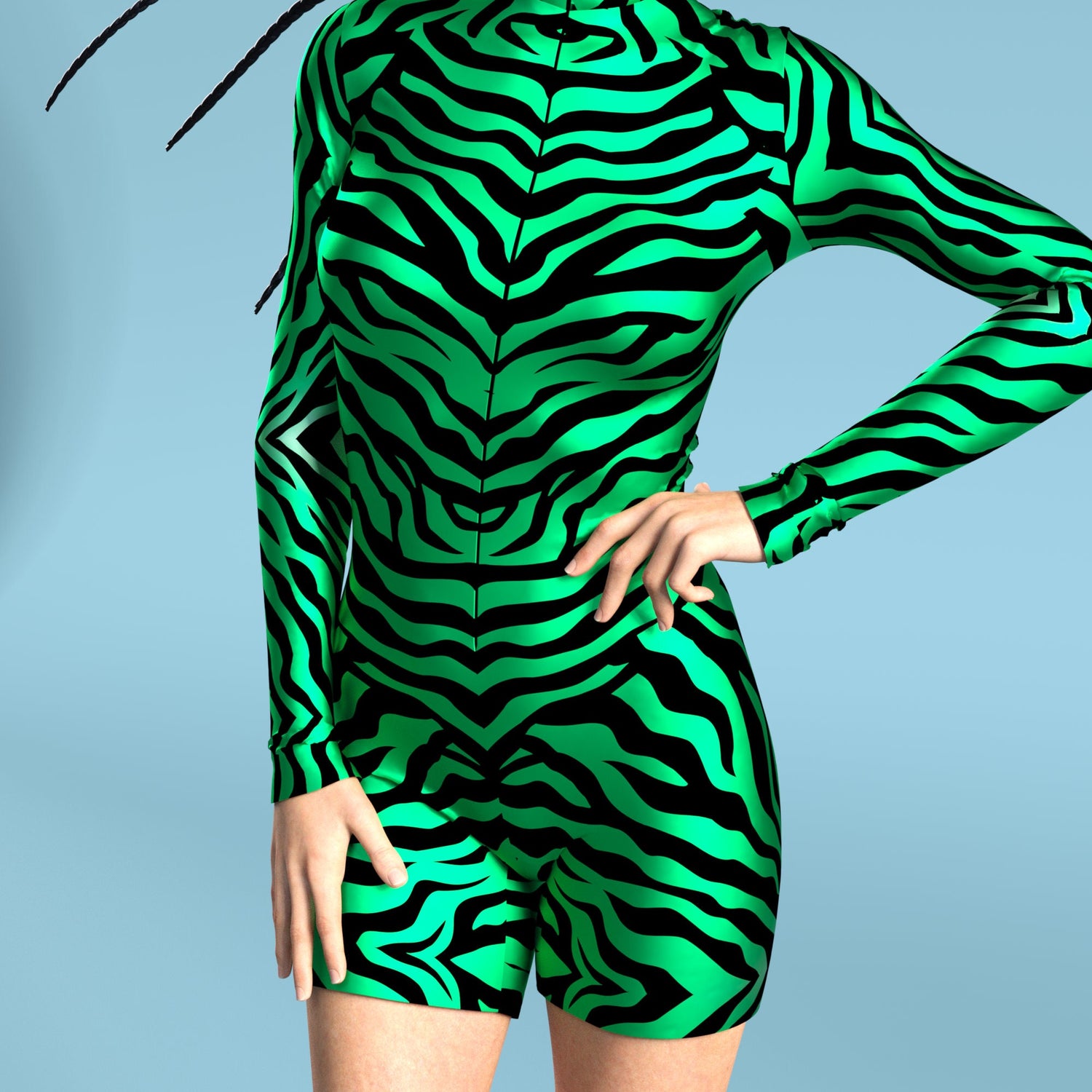 Green Zebry Biker Costume Lycra