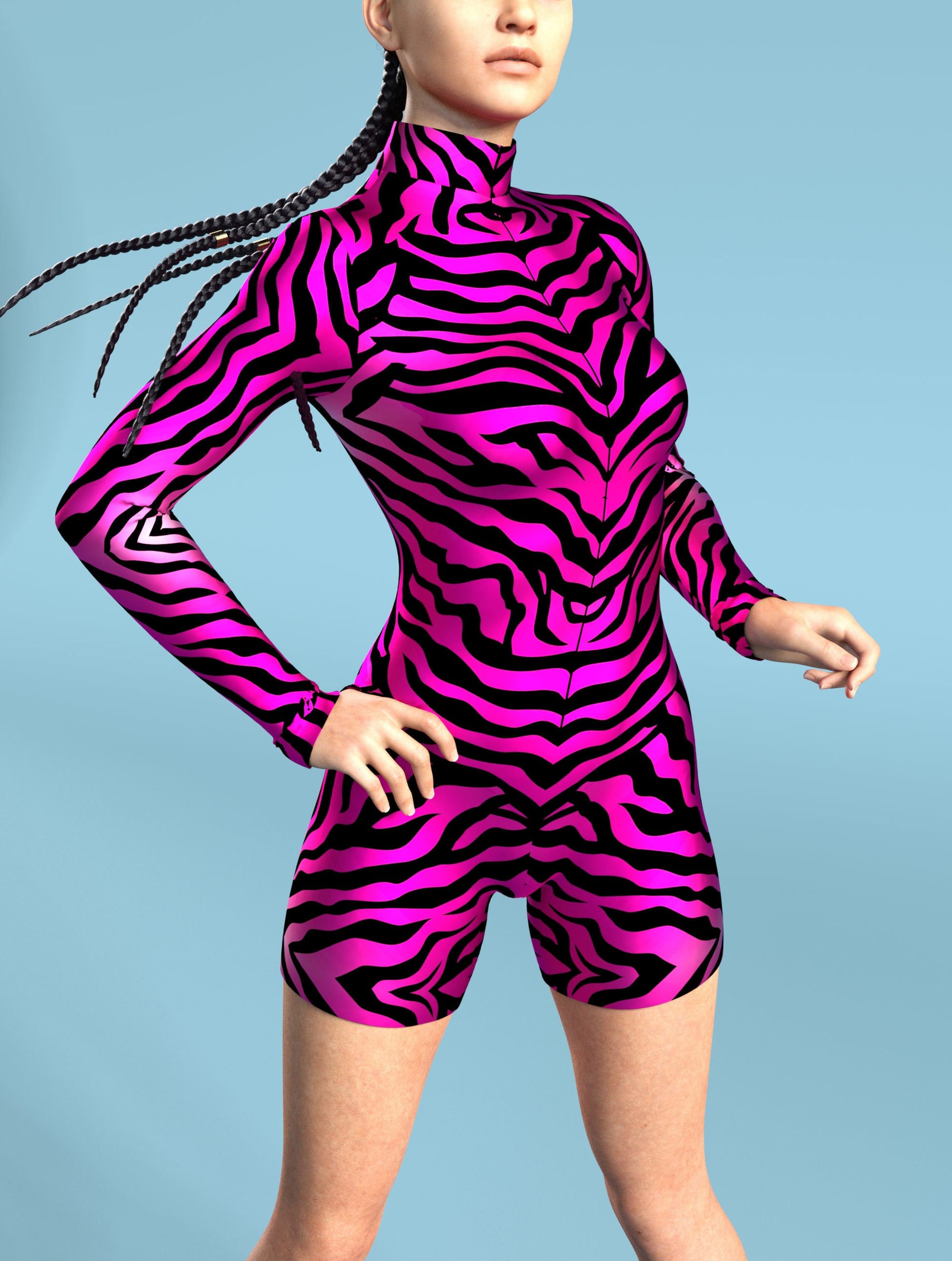 Pink Zebra Biker Costume 1