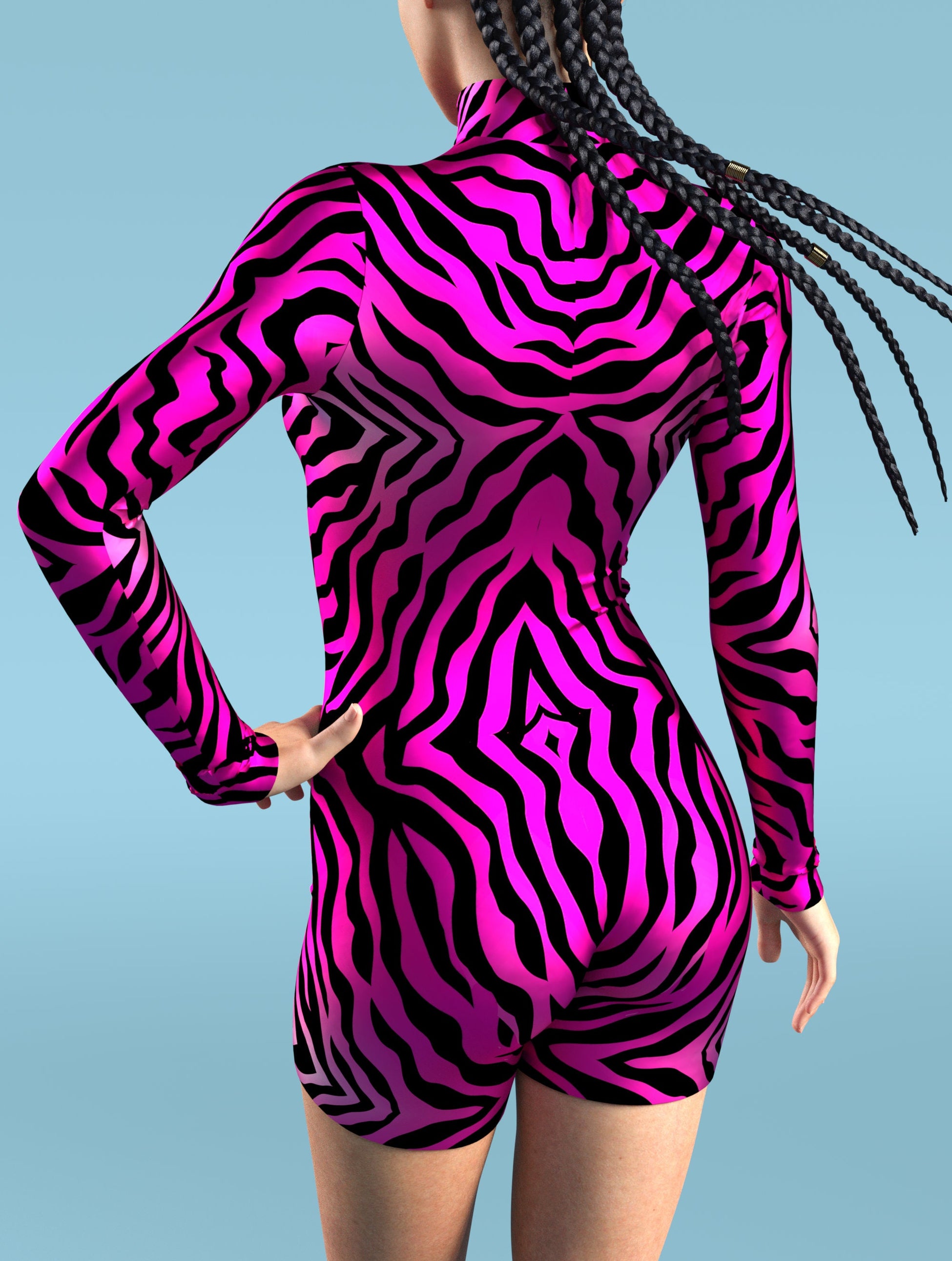 Pink Zebra Biker Costume 2