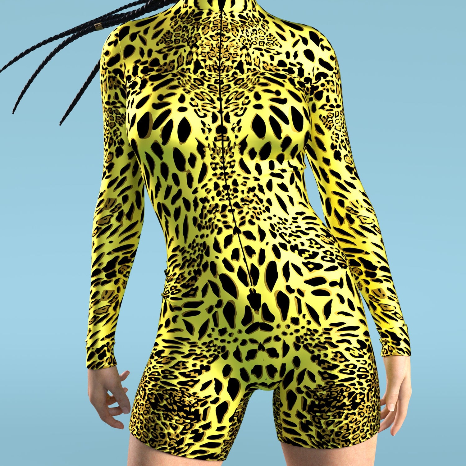 Yellow Zebra Biker Costume Lycra