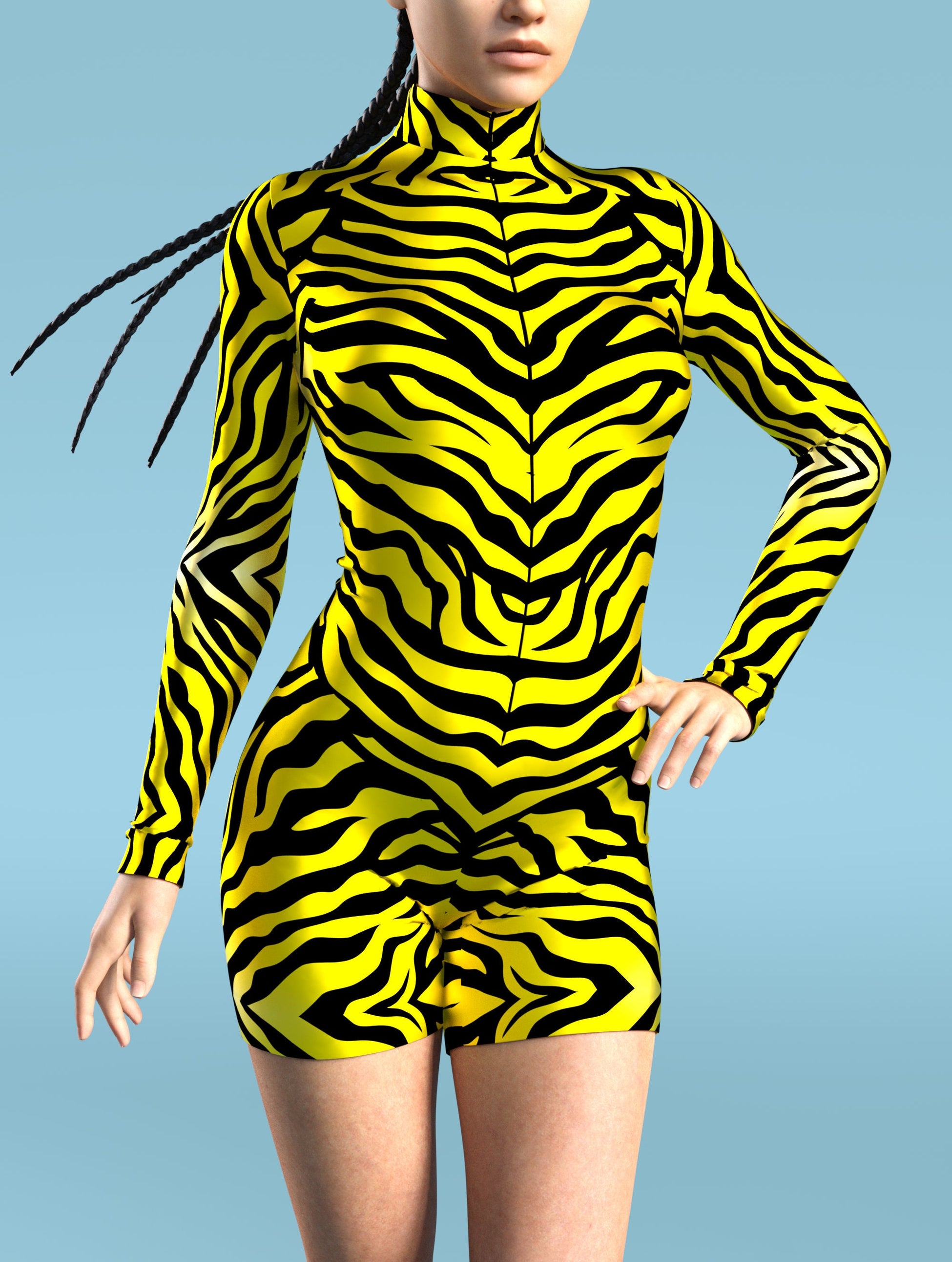 Yellow Zebra Biker Costume 1