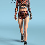 Red MF High Waist Shorts
