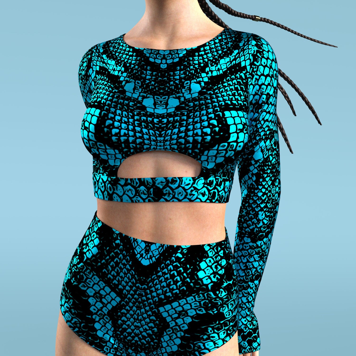 Blue Shananagans Long Belt Top