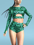 Green Leopardy High Waist Shorts