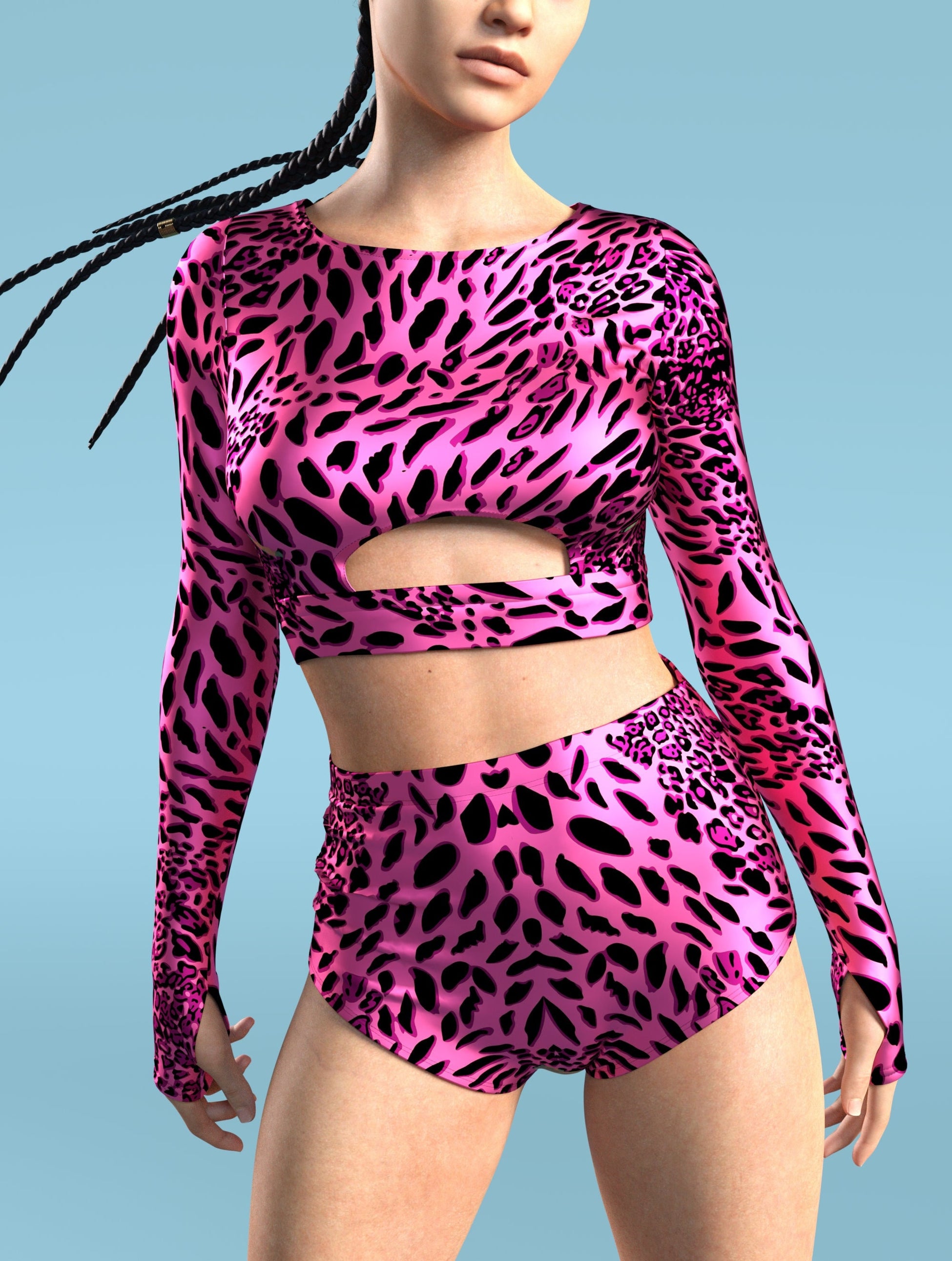 Pink Leopardy High Waist Shorts 1