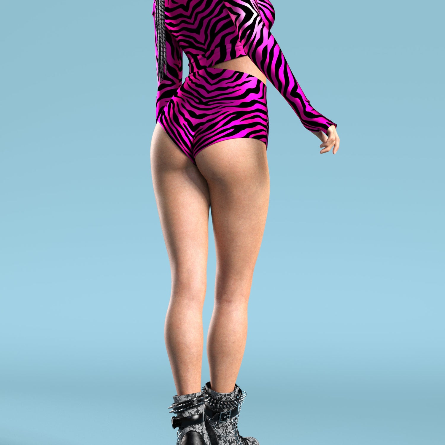 Pink Zebry Long Belt Top Pink
