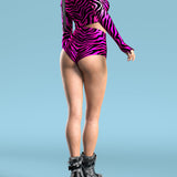 Pink Zebry Long Belt Top