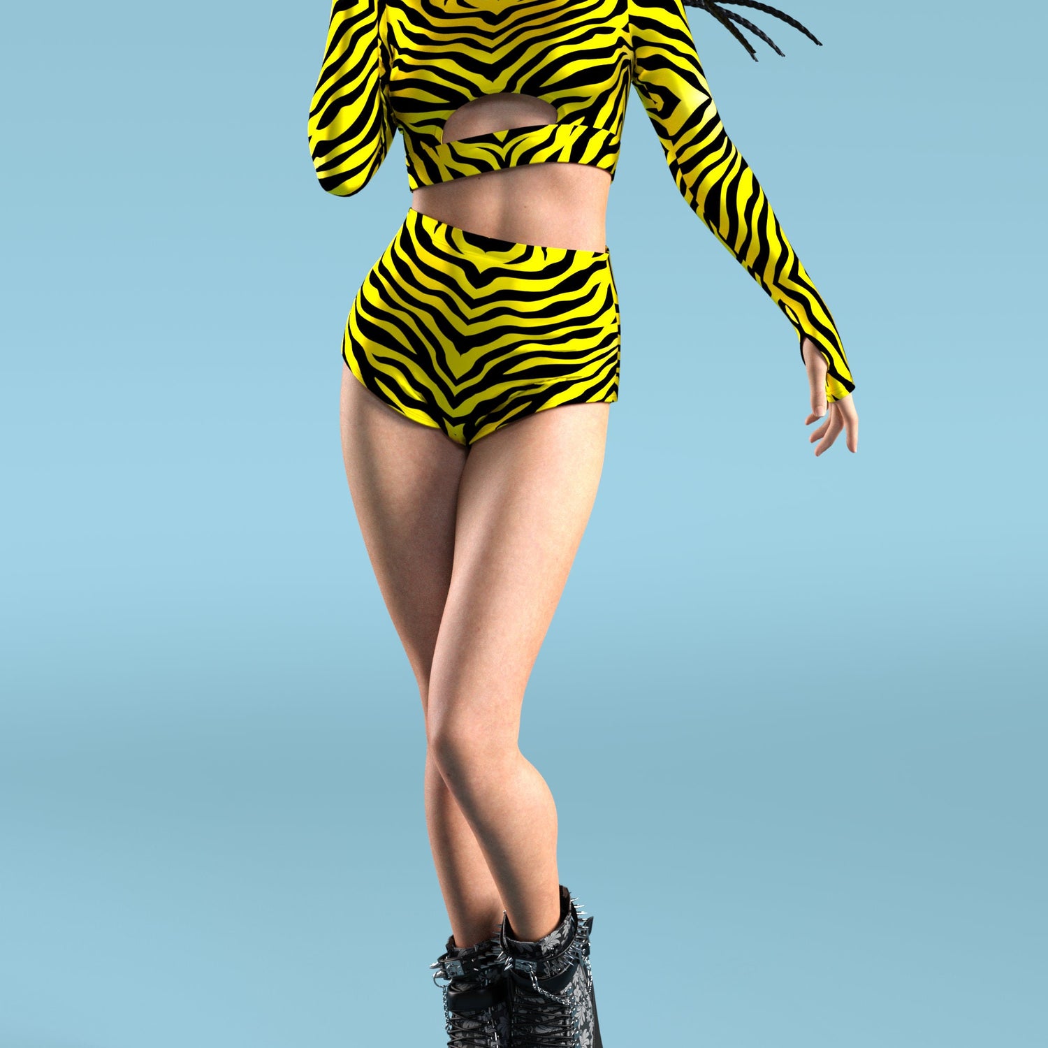 Yellow Zebry High Waist Shorts 3