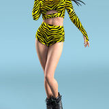Yellow Zebry High Waist Shorts