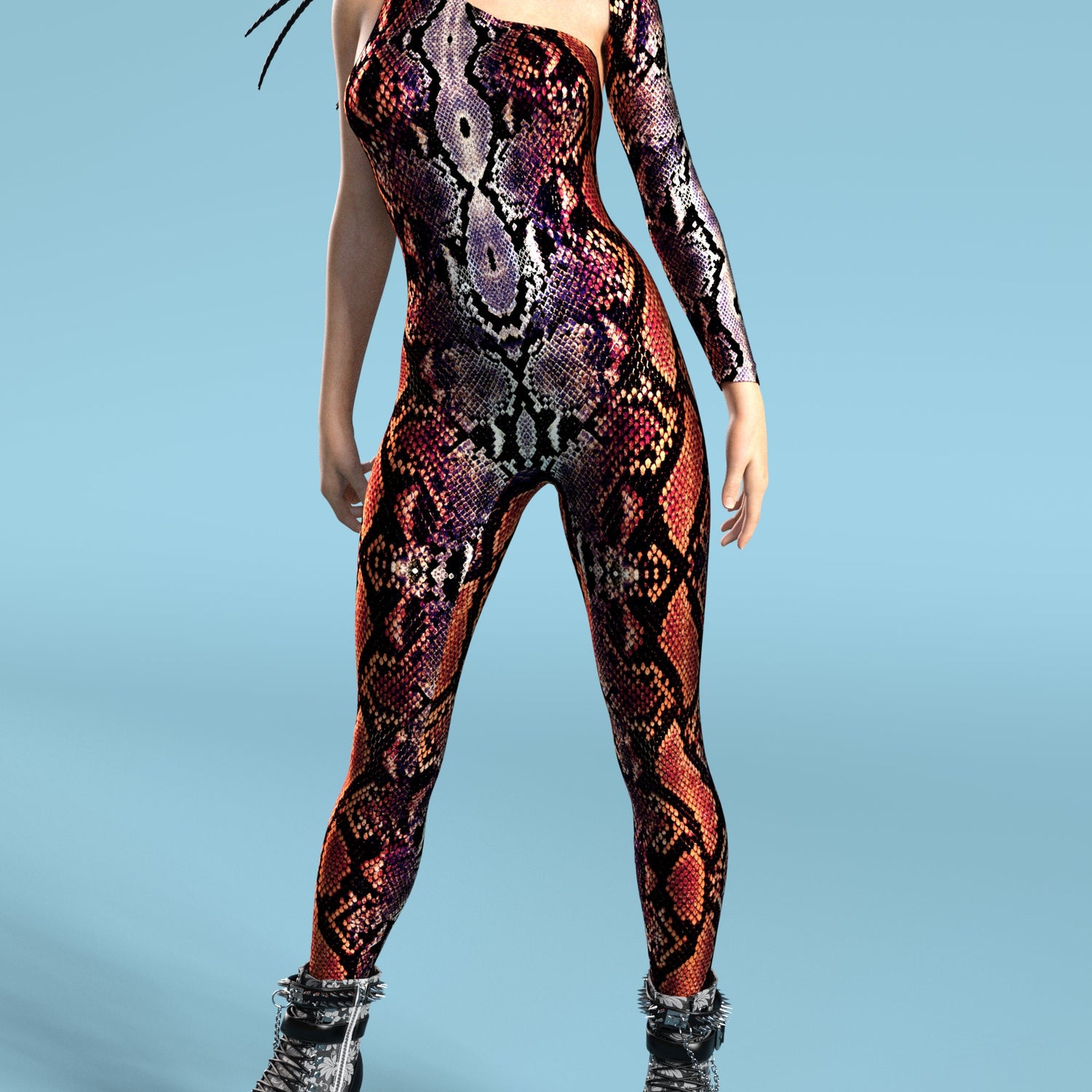 Red MF Asymmetrical2 Costume Lycra