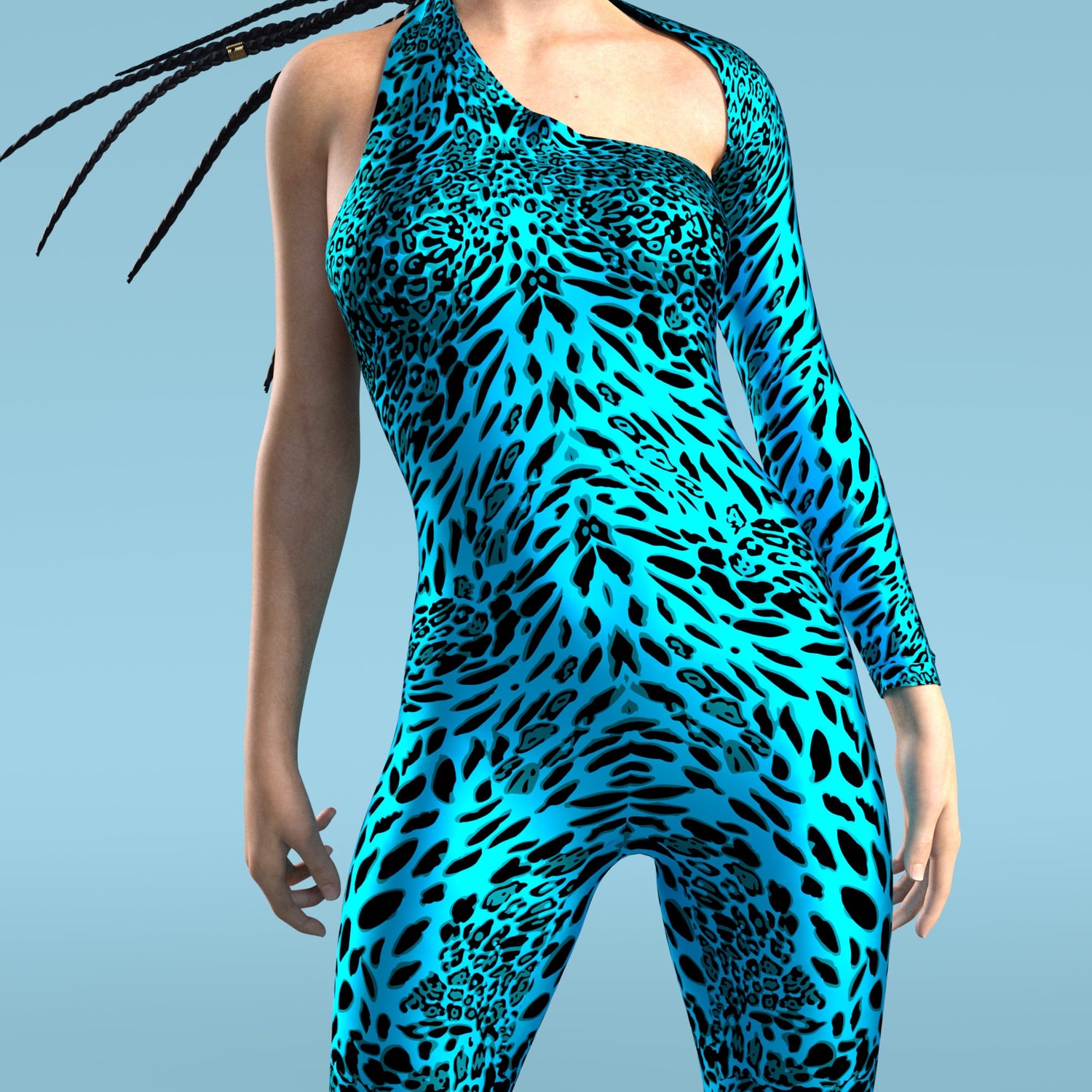 Blue Leopardy Asymmetrical2 Costume