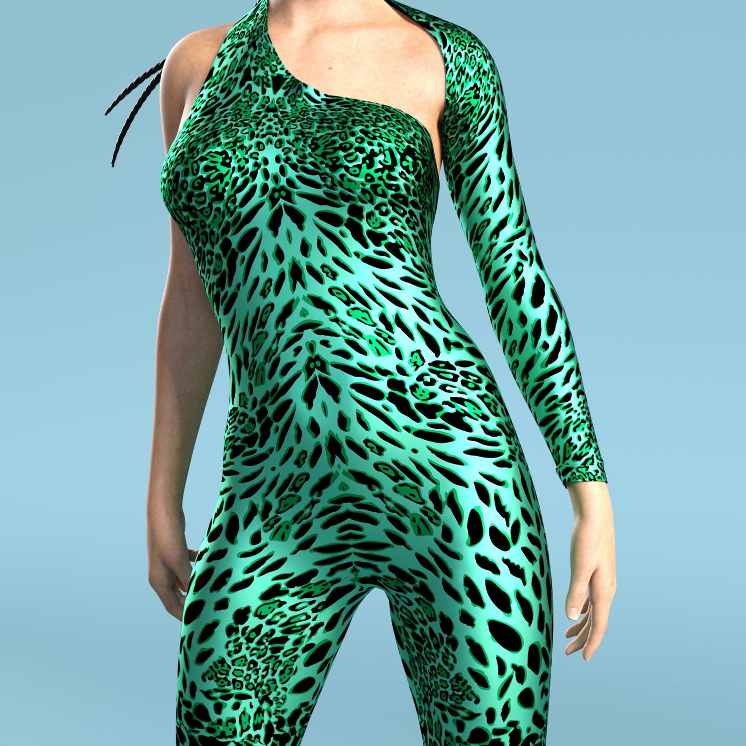 Green Leopardy Asymmetrical2 Costume