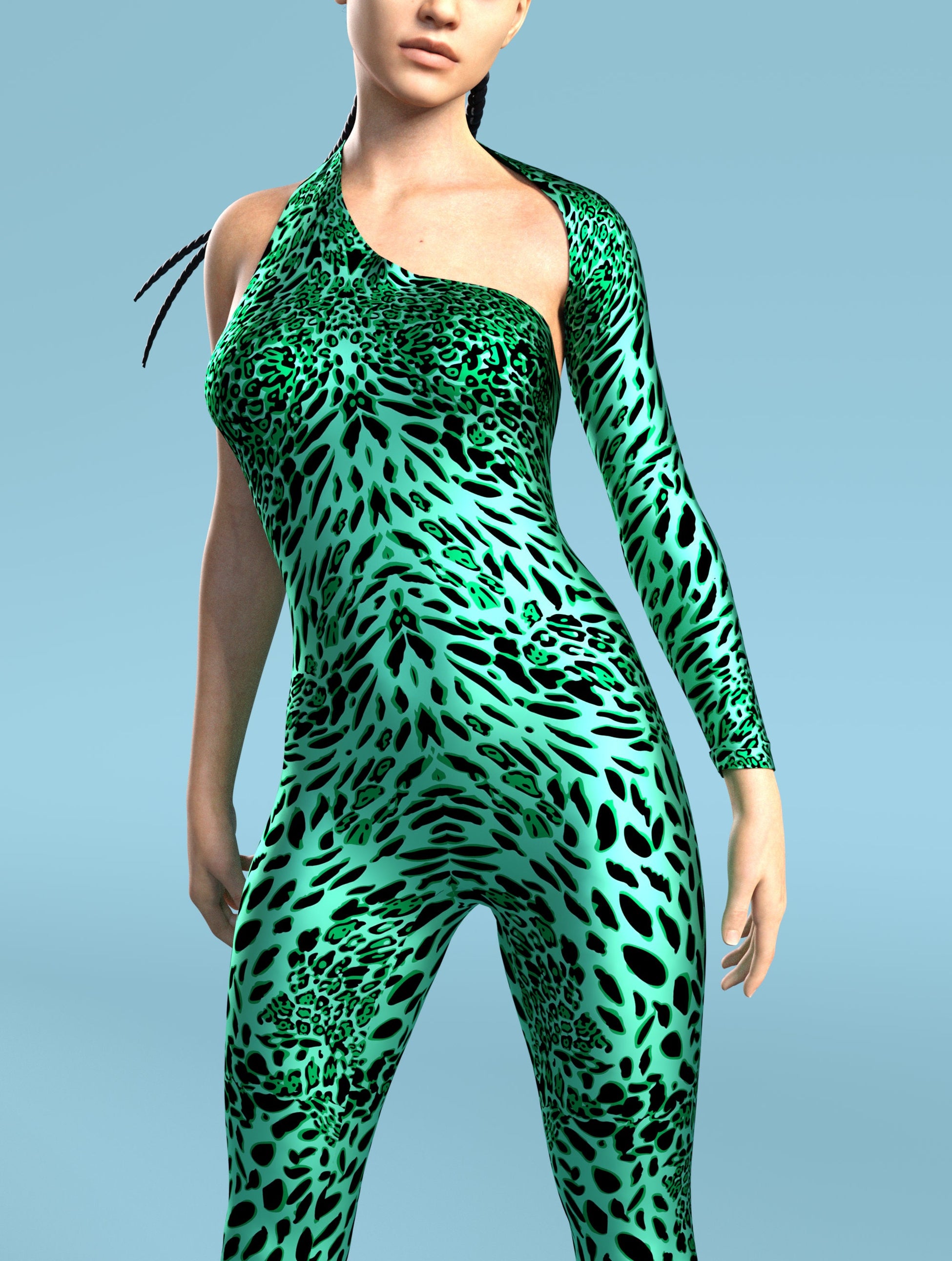 Green Leopardy Asymmetrical2 Costume 1