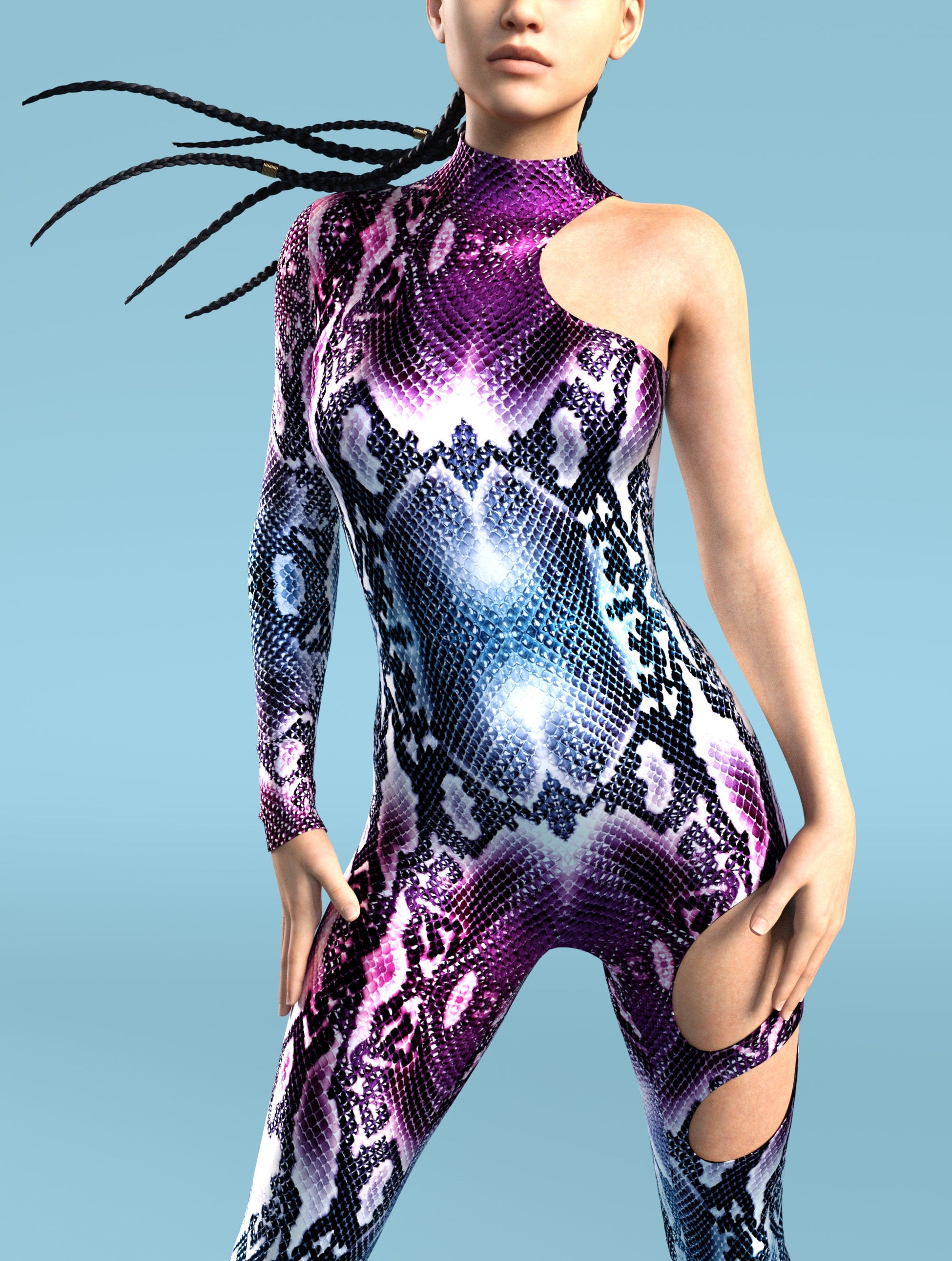 Purple Piton Asymmetrical Costume 1