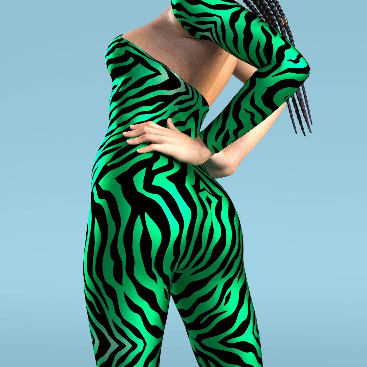Green Zebry Asymmetrical2 Costume Green
