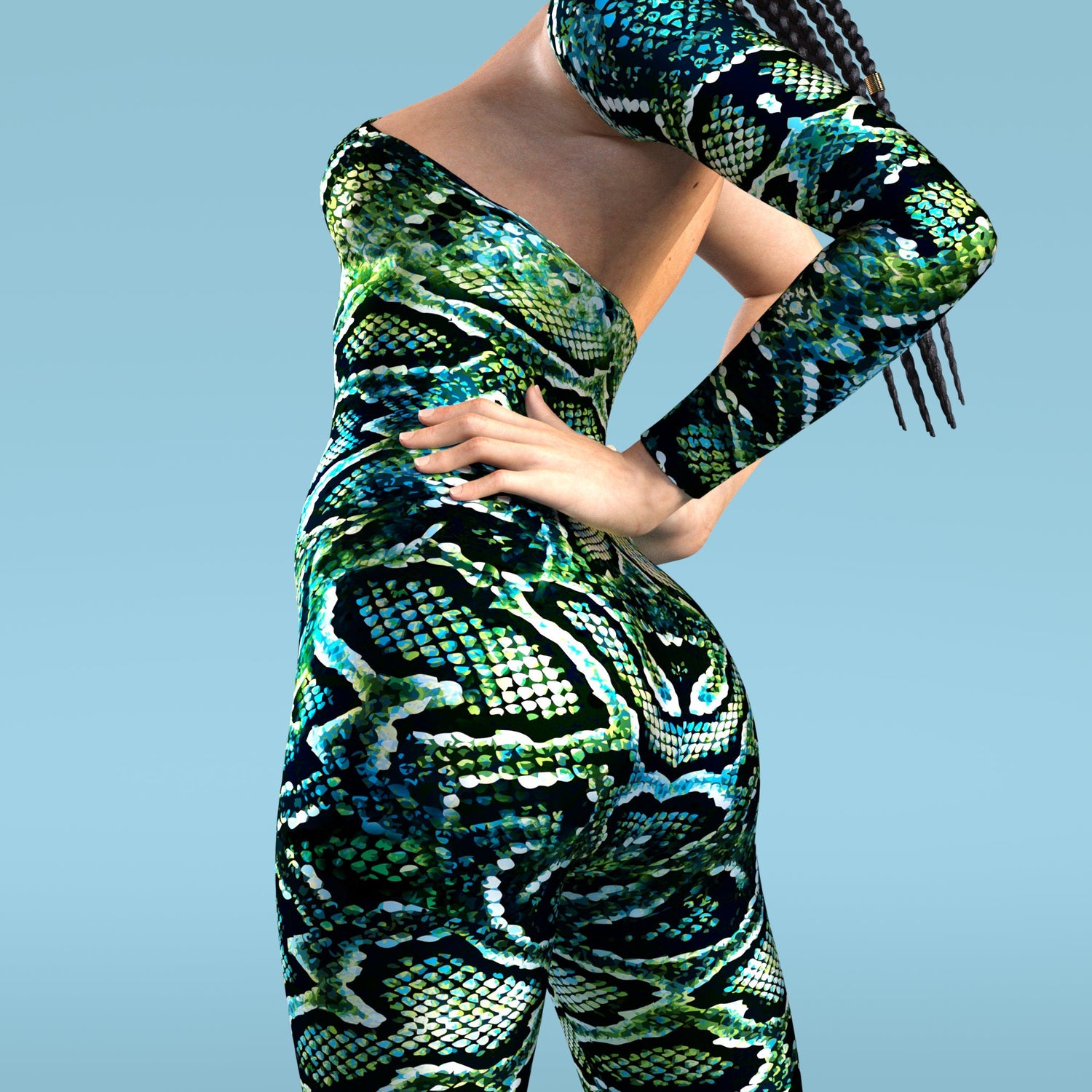 Green Anaconda Asymmetrical2 Costume Green