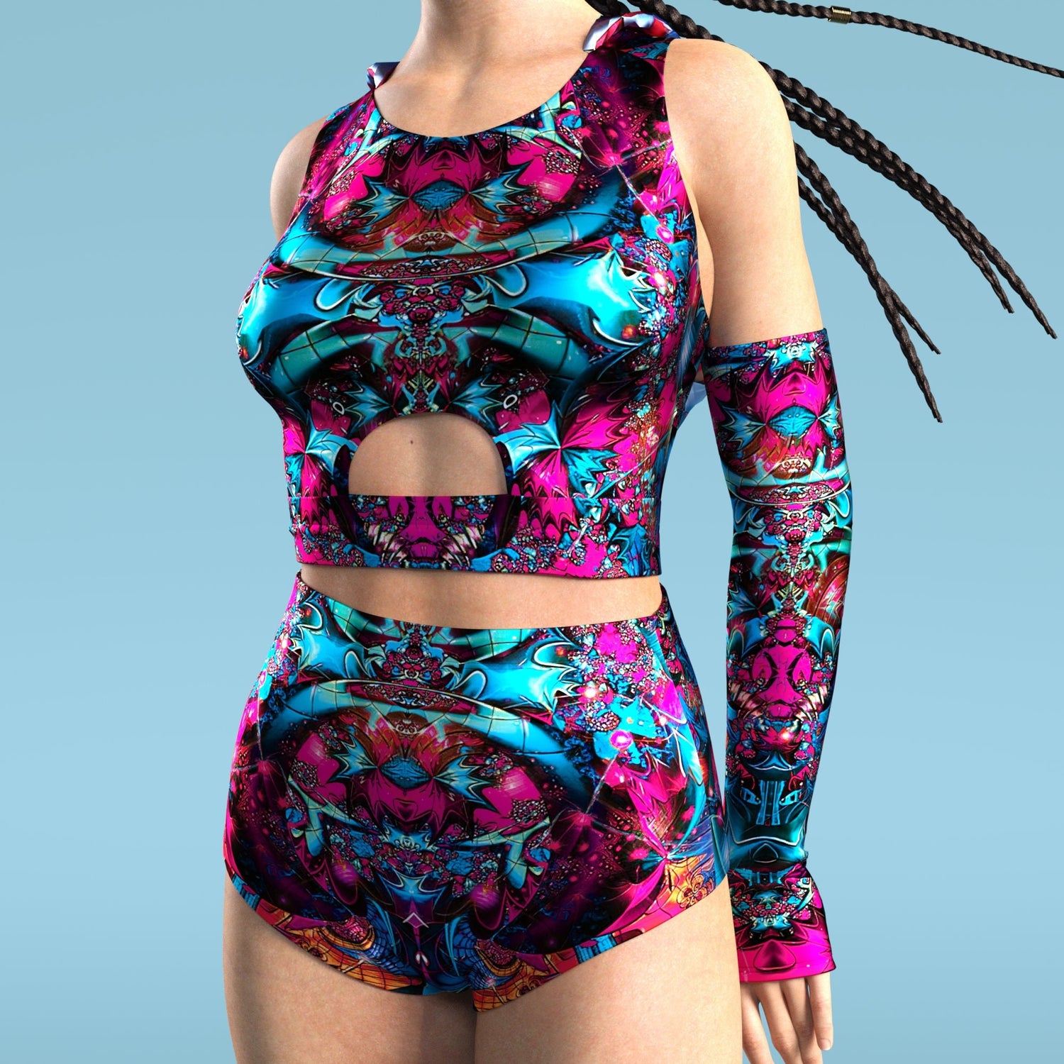 Nebula Chaos Blue Hooded Set
