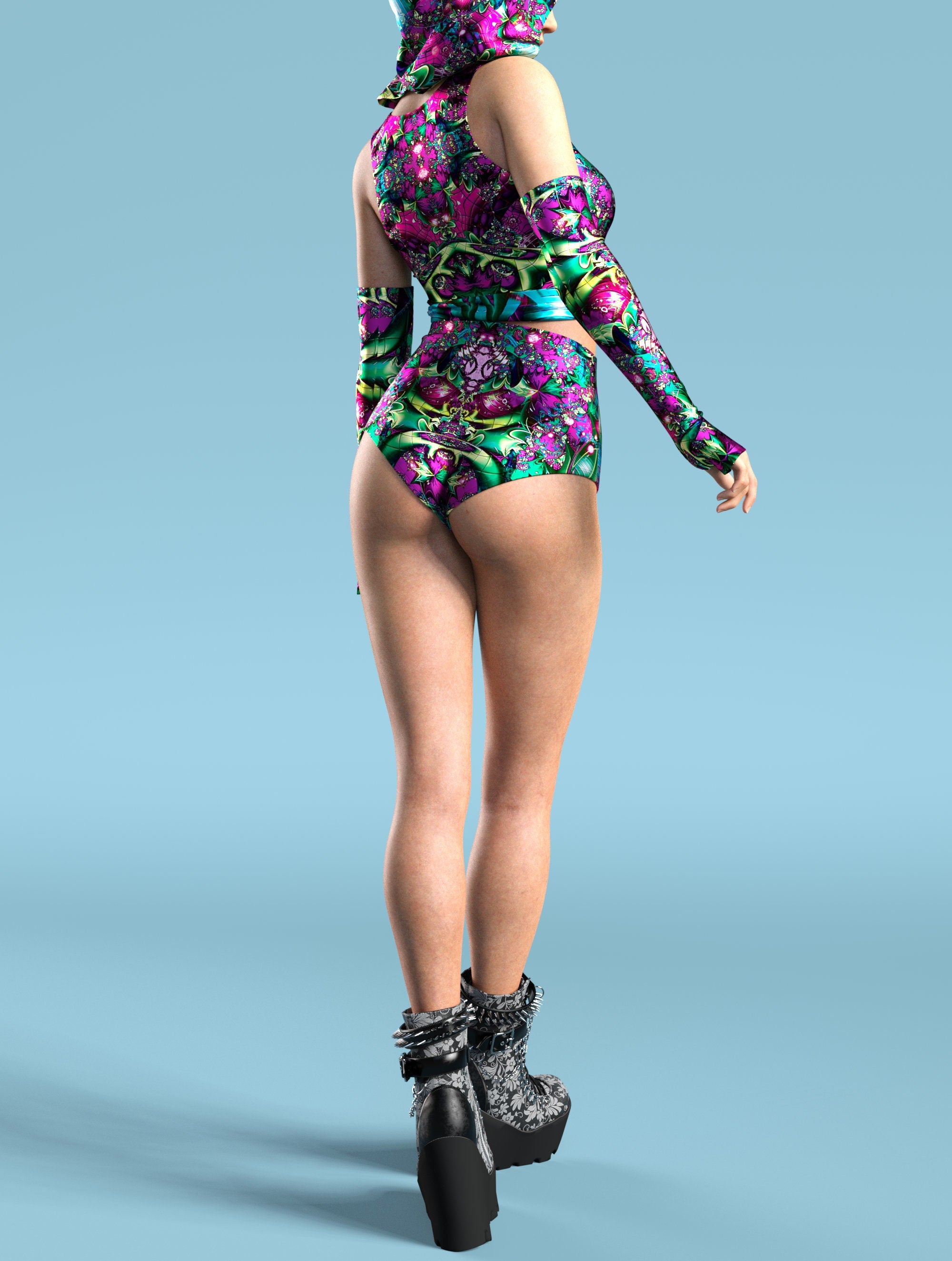 Nebula Chaos Green Hooded Set Lycra