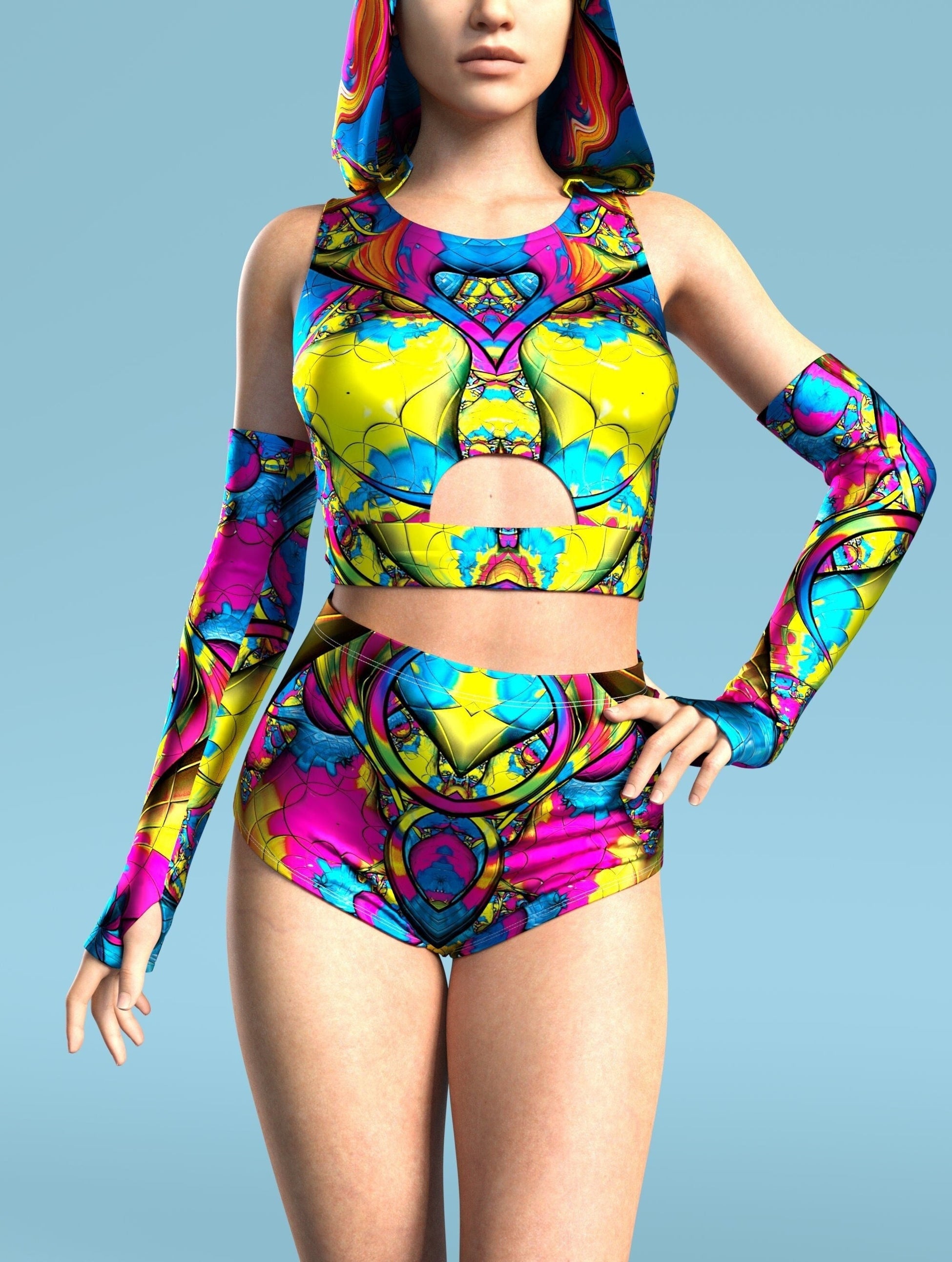 Sensation Flight Yellow Hooded Belt Top 1