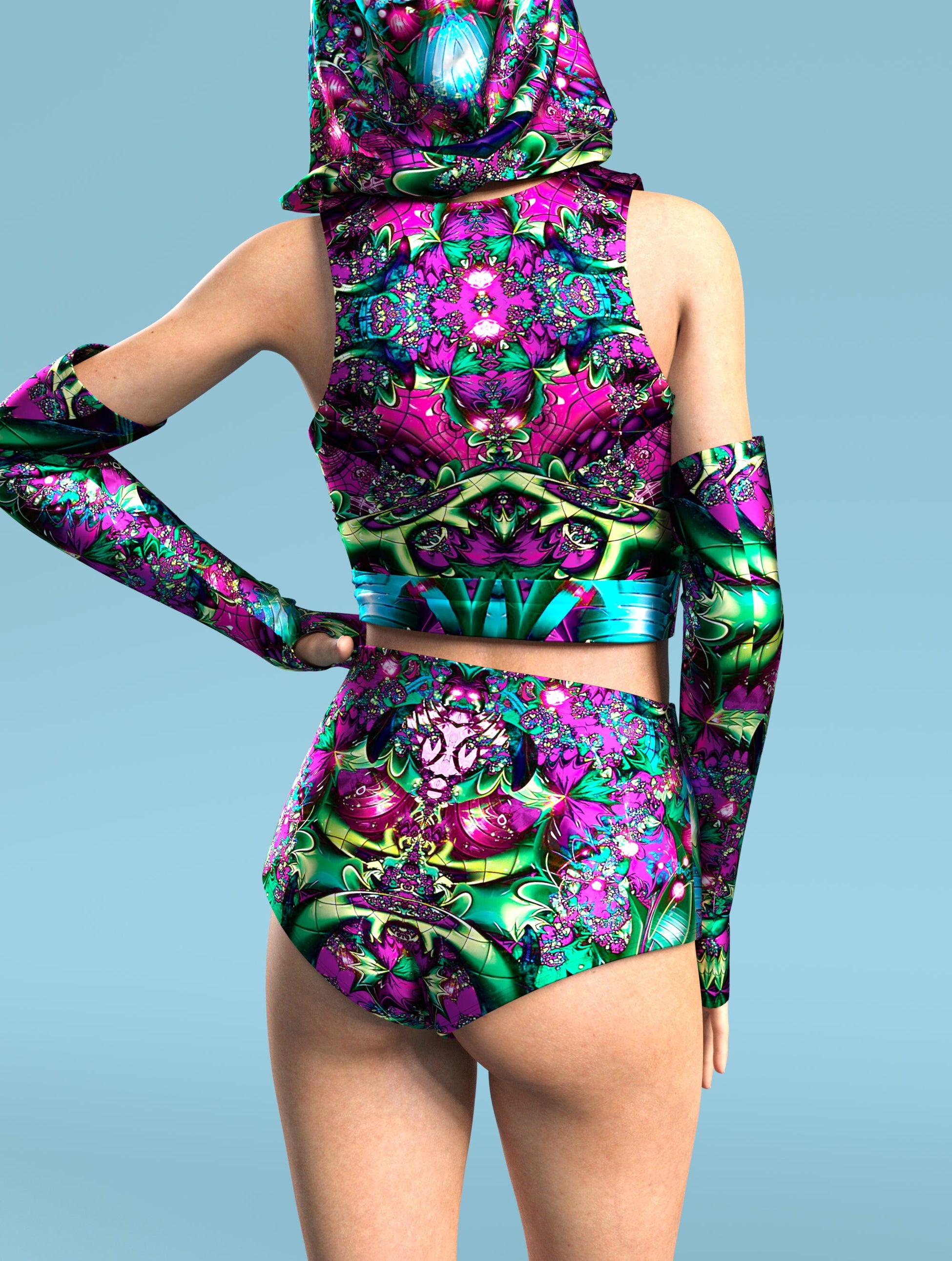 Nebula Chaos Green Hooded Belt Top 2