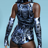 Metallicum Trip Blue Hooded Belt Top