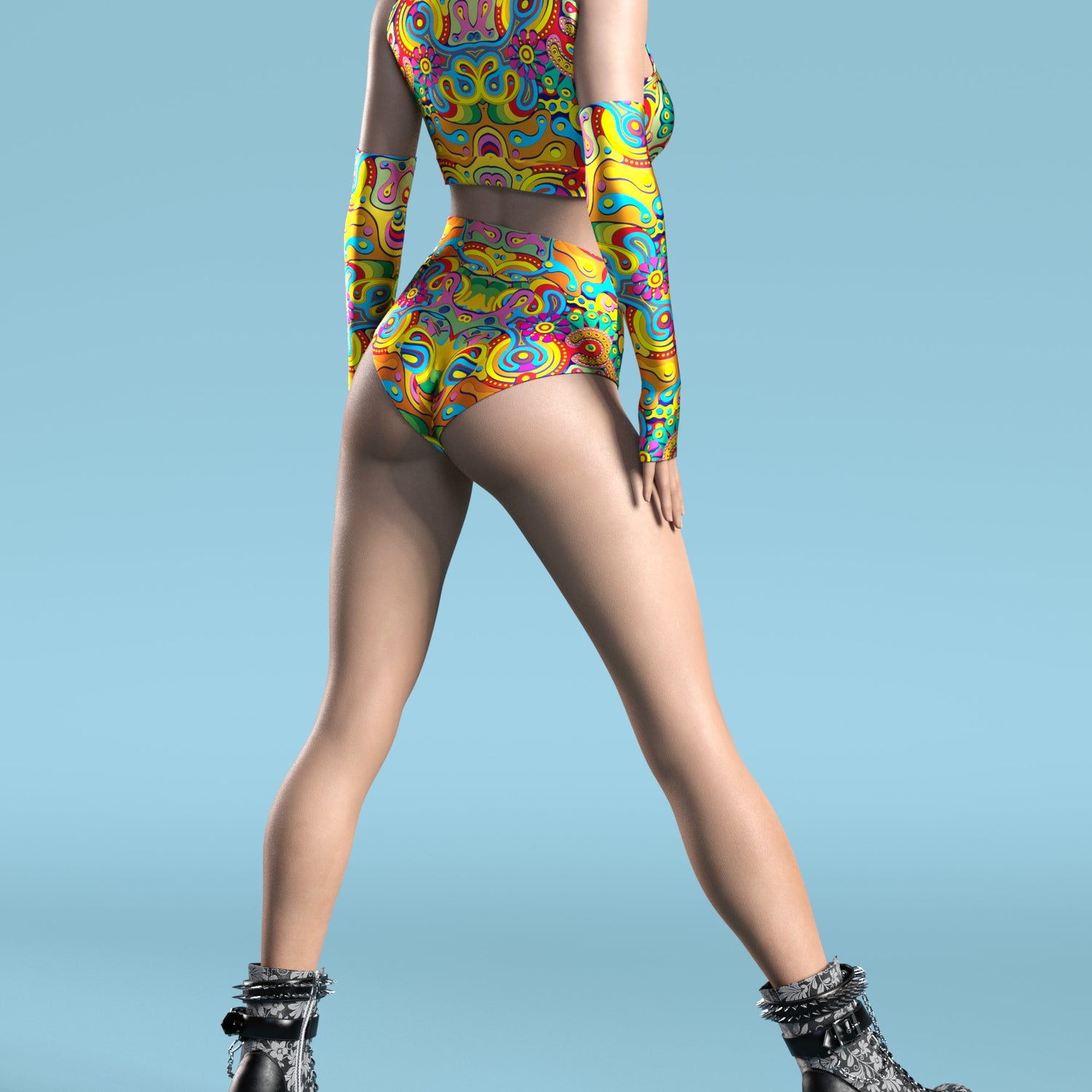 Happy Hippie Cut HW Shorts Lycra