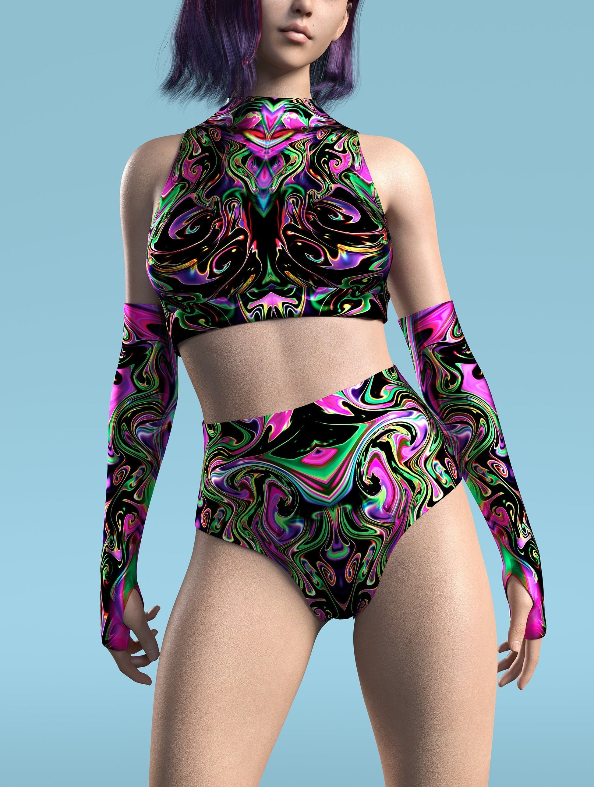 Hallucinogenic Liquid Cut HW Shorts 1