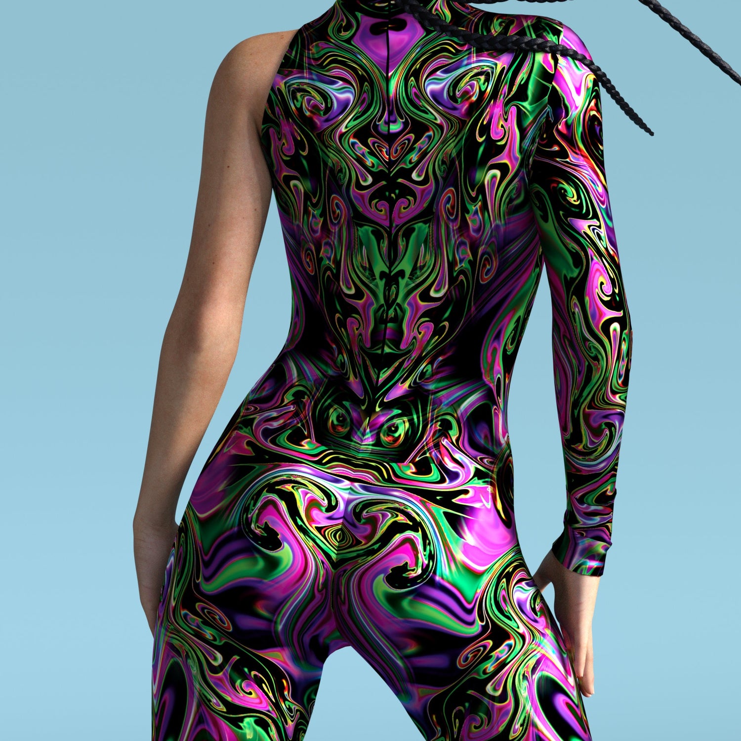 Hallucinogenic Liquid Asymmetrical Costume Purple