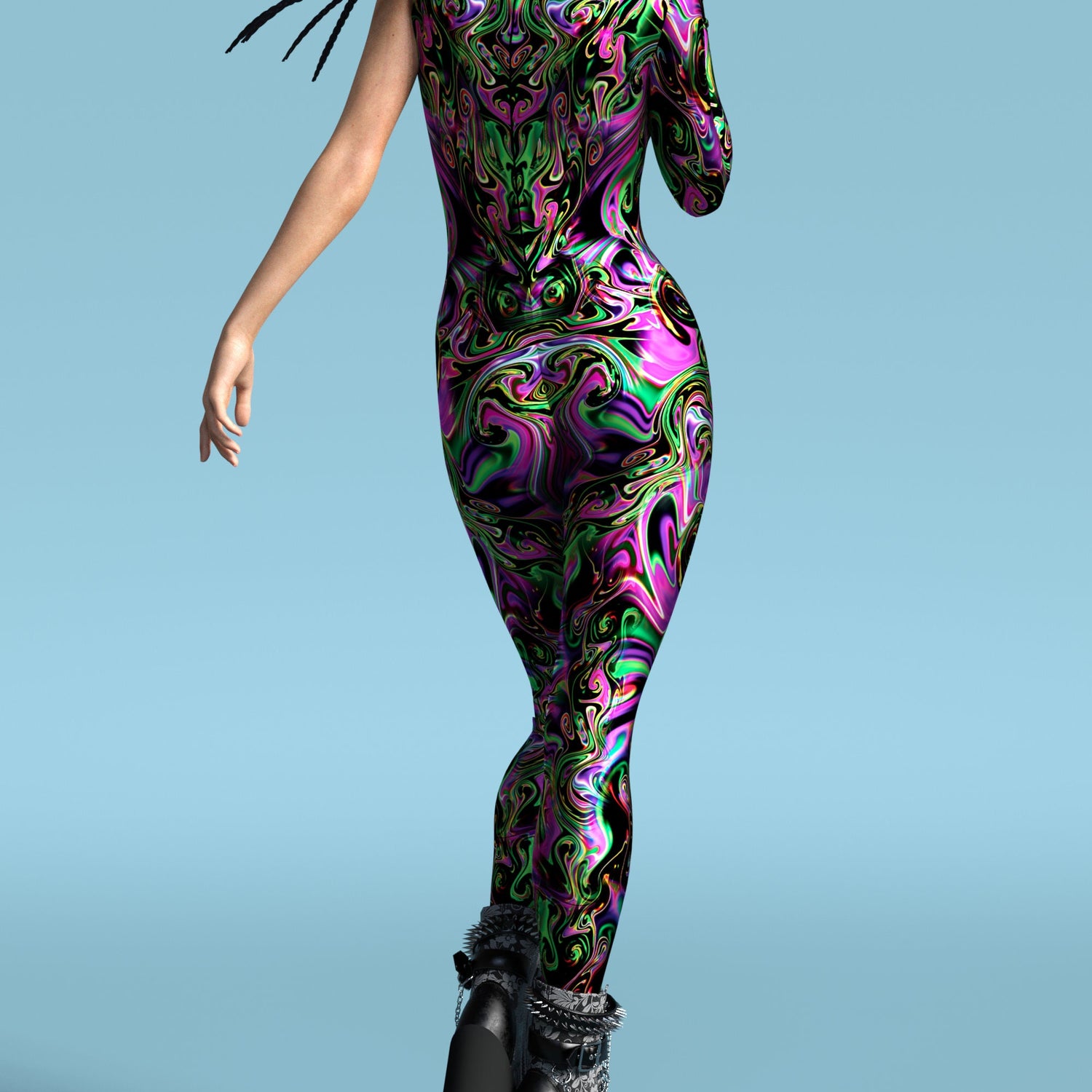 Hallucinogenic Liquid Asymmetrical Costume Lycra