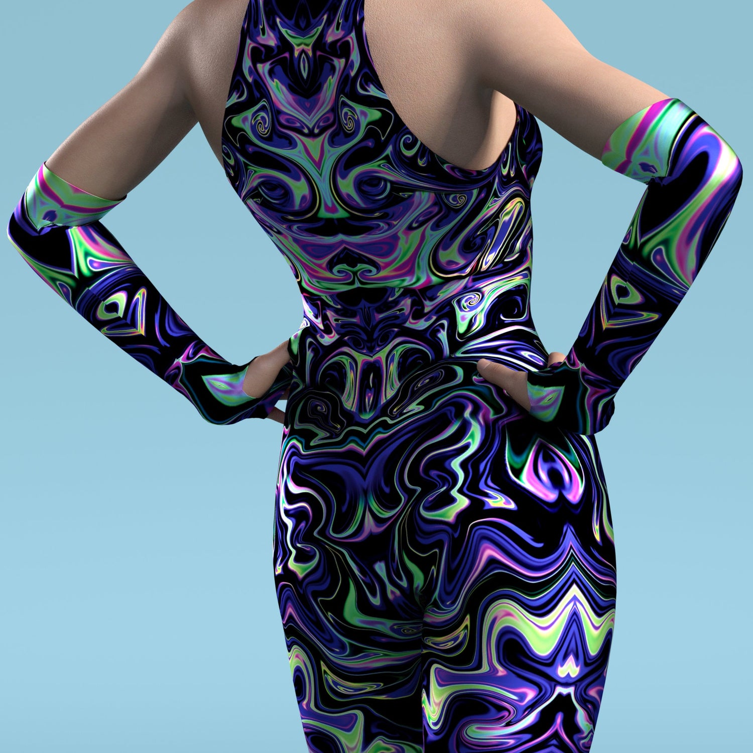 Invader Splash Rave Costume Blue