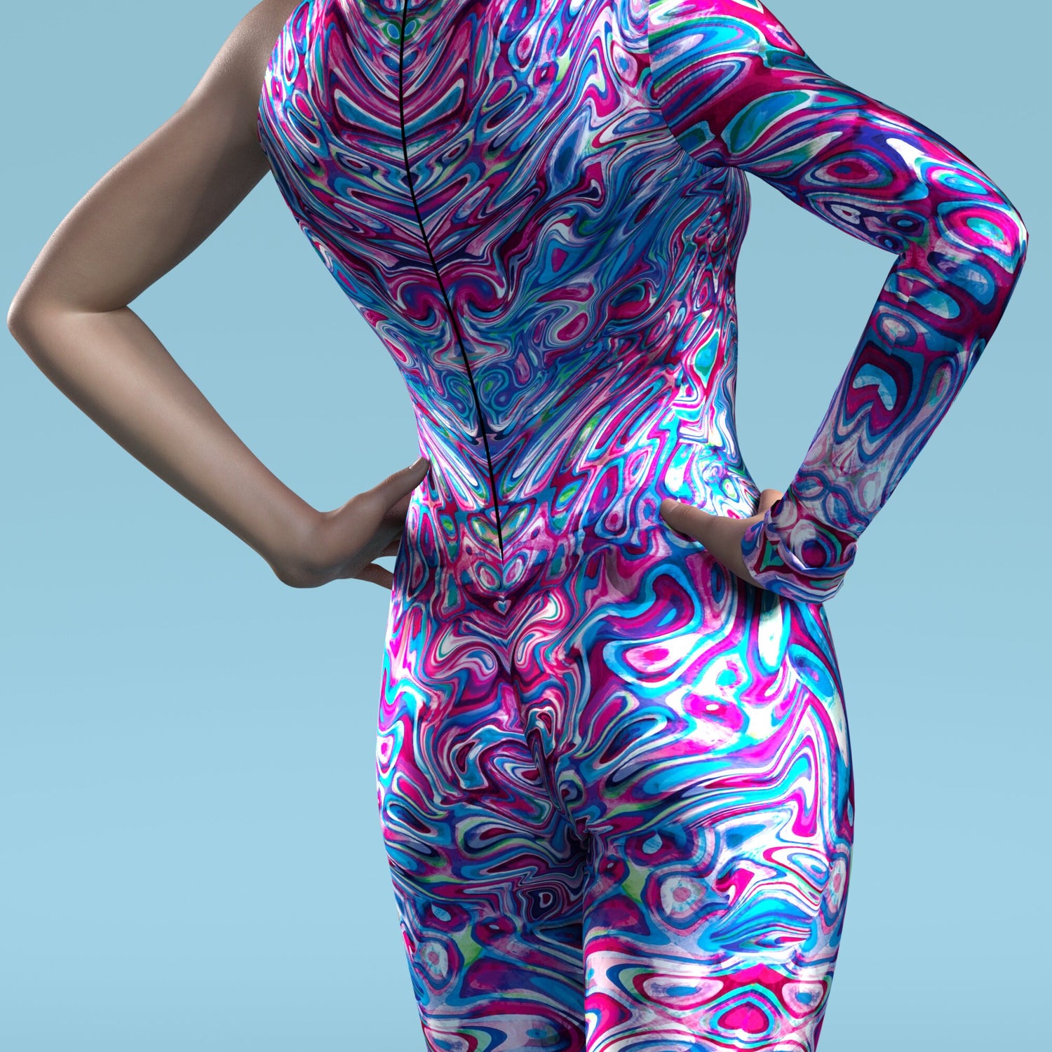 Trippy Liquid Asymmetrical Costume Blue