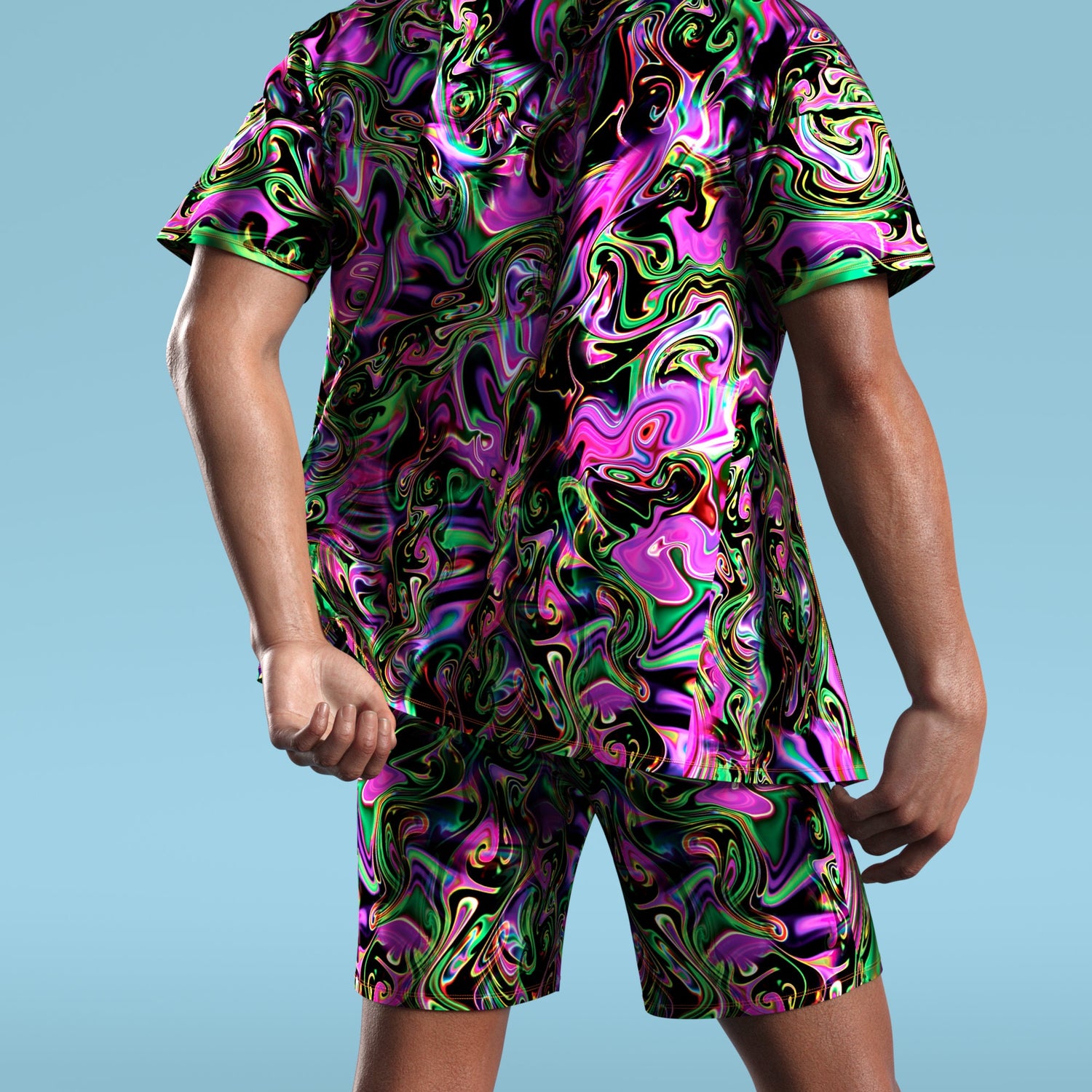 Hallucinogenic Liquid Male Shorts Purple