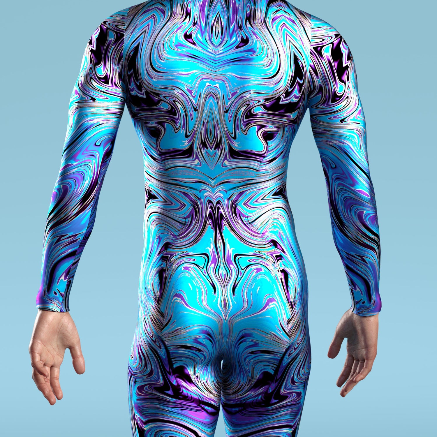Waving Psychedelism Male Costume Blue