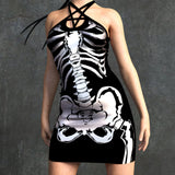 White Skeleton Pentagram Dress