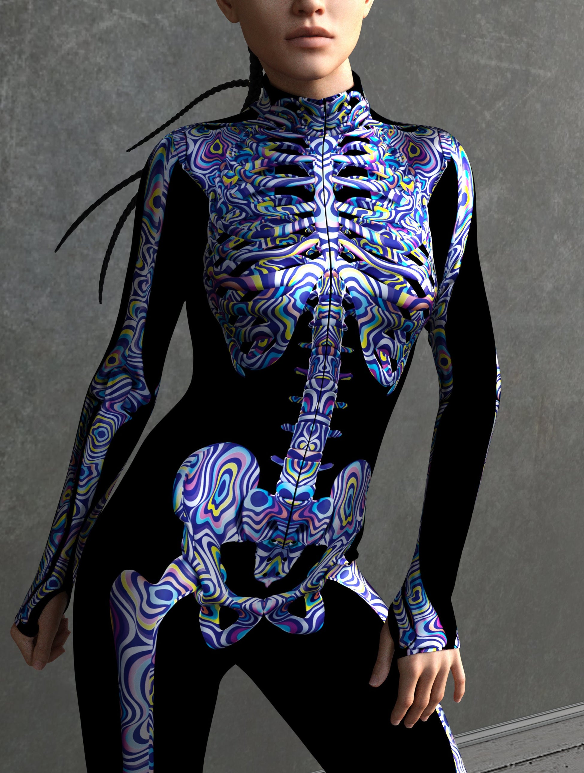 Blueish Psy Skeleton Costume 1