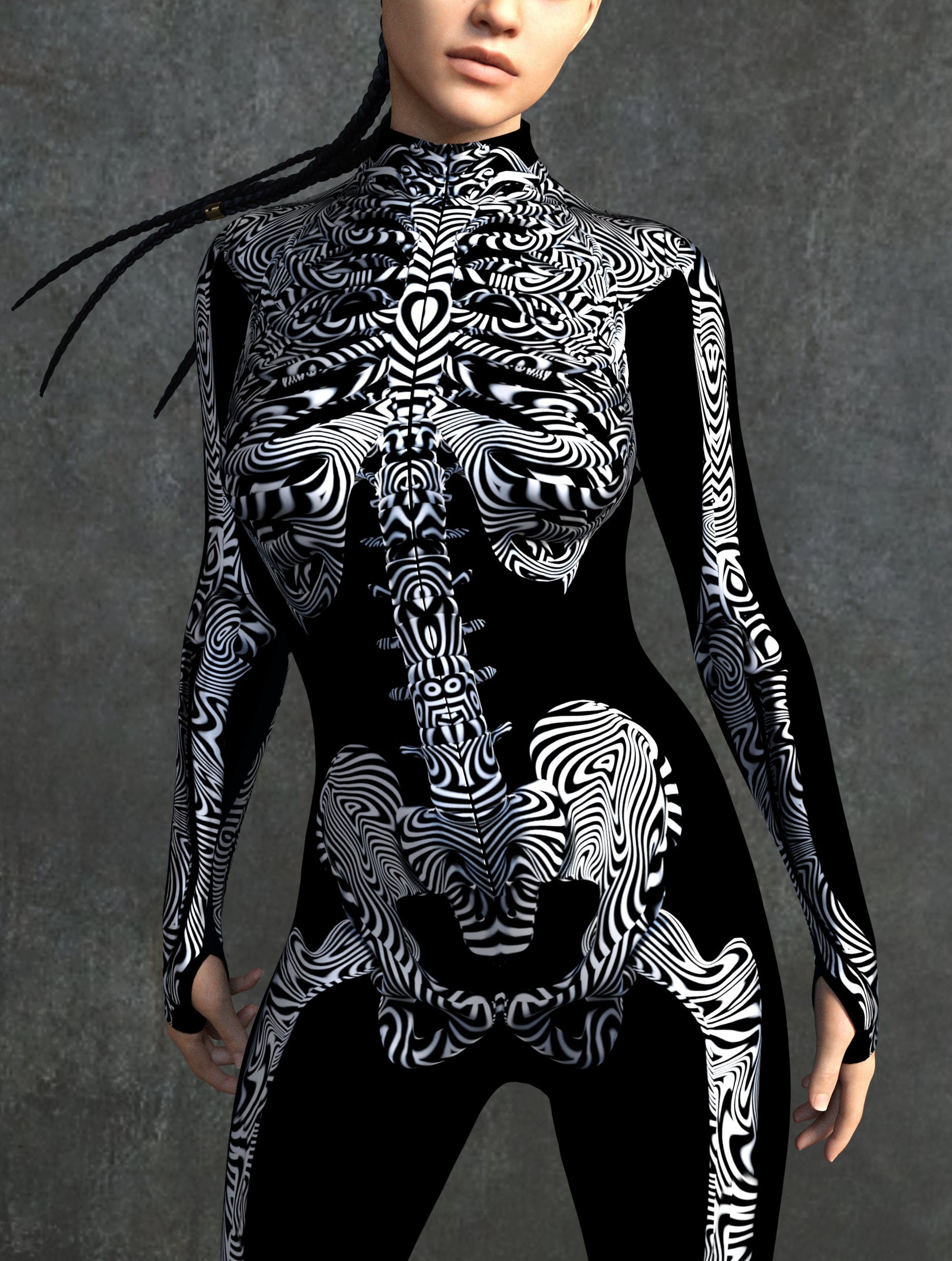 BnW Psych Skeleton Costume 1