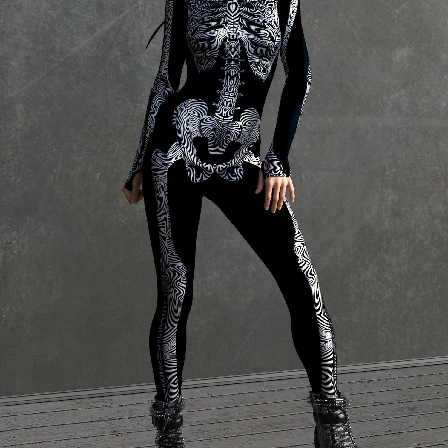 BnW Psych Skeleton Costume 3