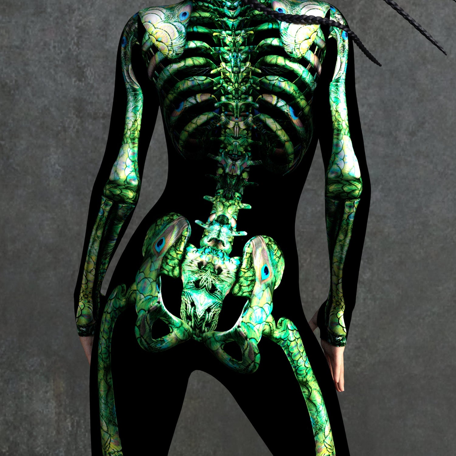 Peekok Skeleton Costume Green
