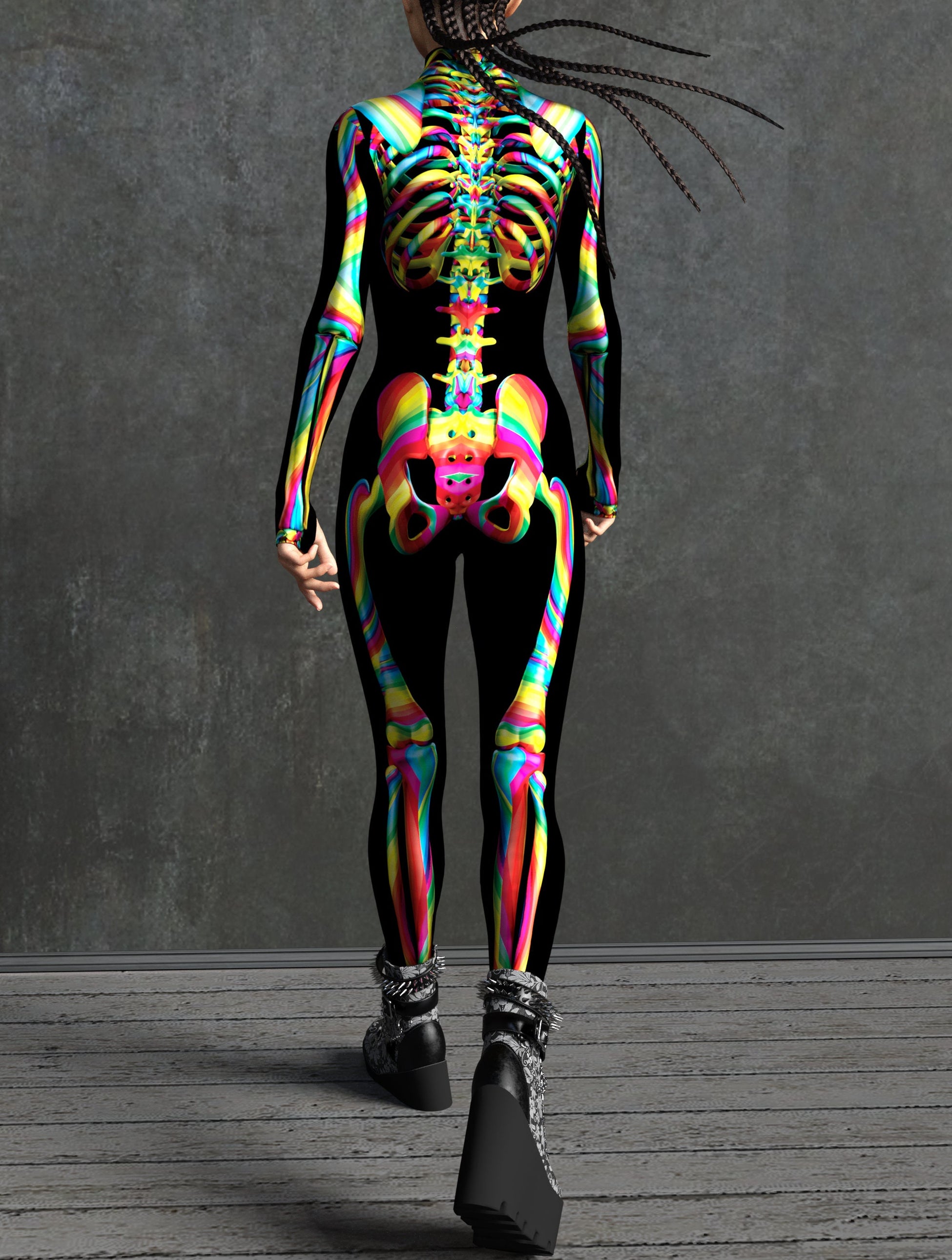 Rainbow Skeleton Costume 2