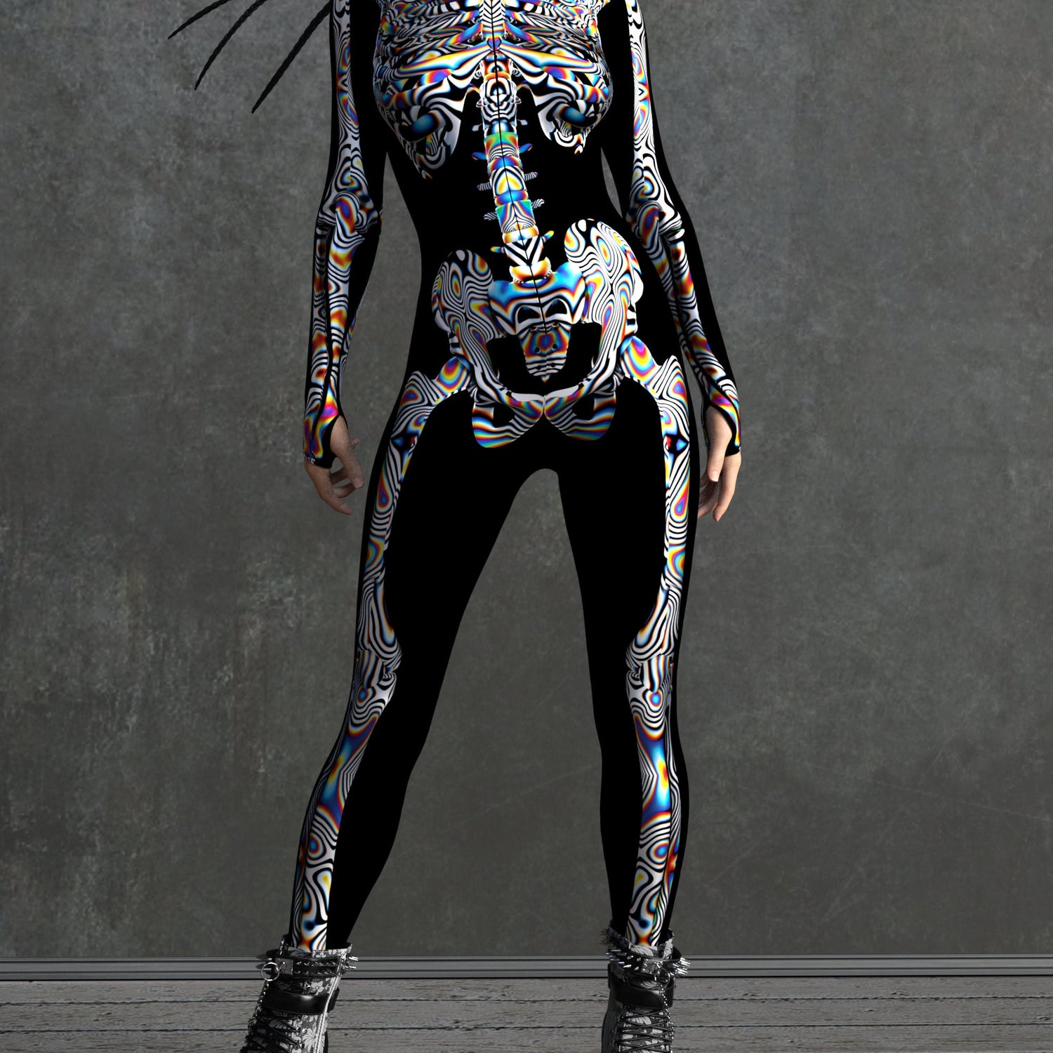 Universe Glitch Skeleton Costume Lycra