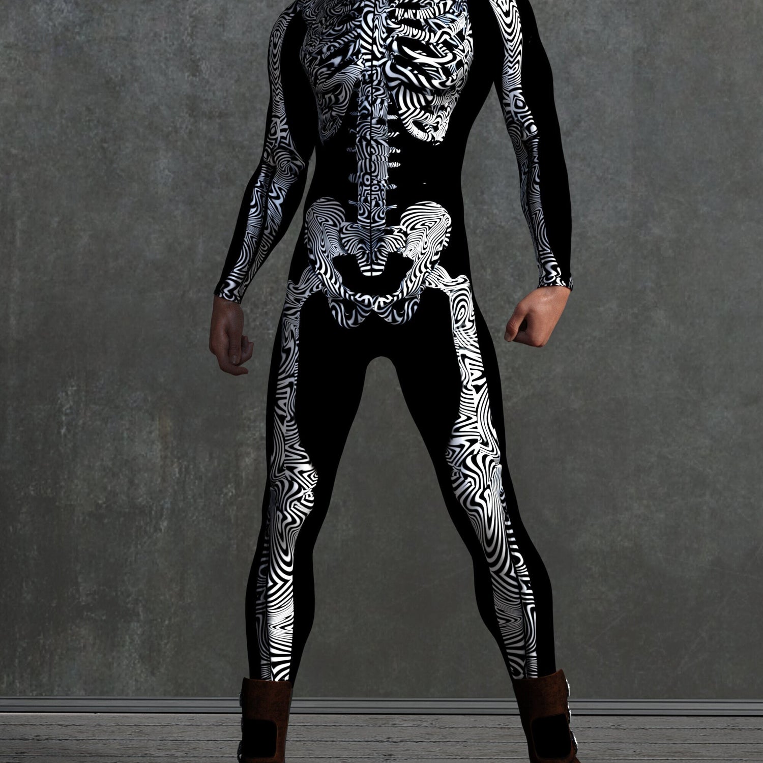 BnW Psych Skeleton Male Costume 3