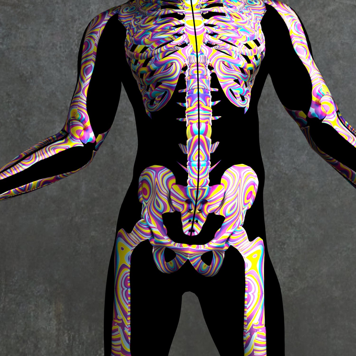Candy Liquid Skeleton Male Costume