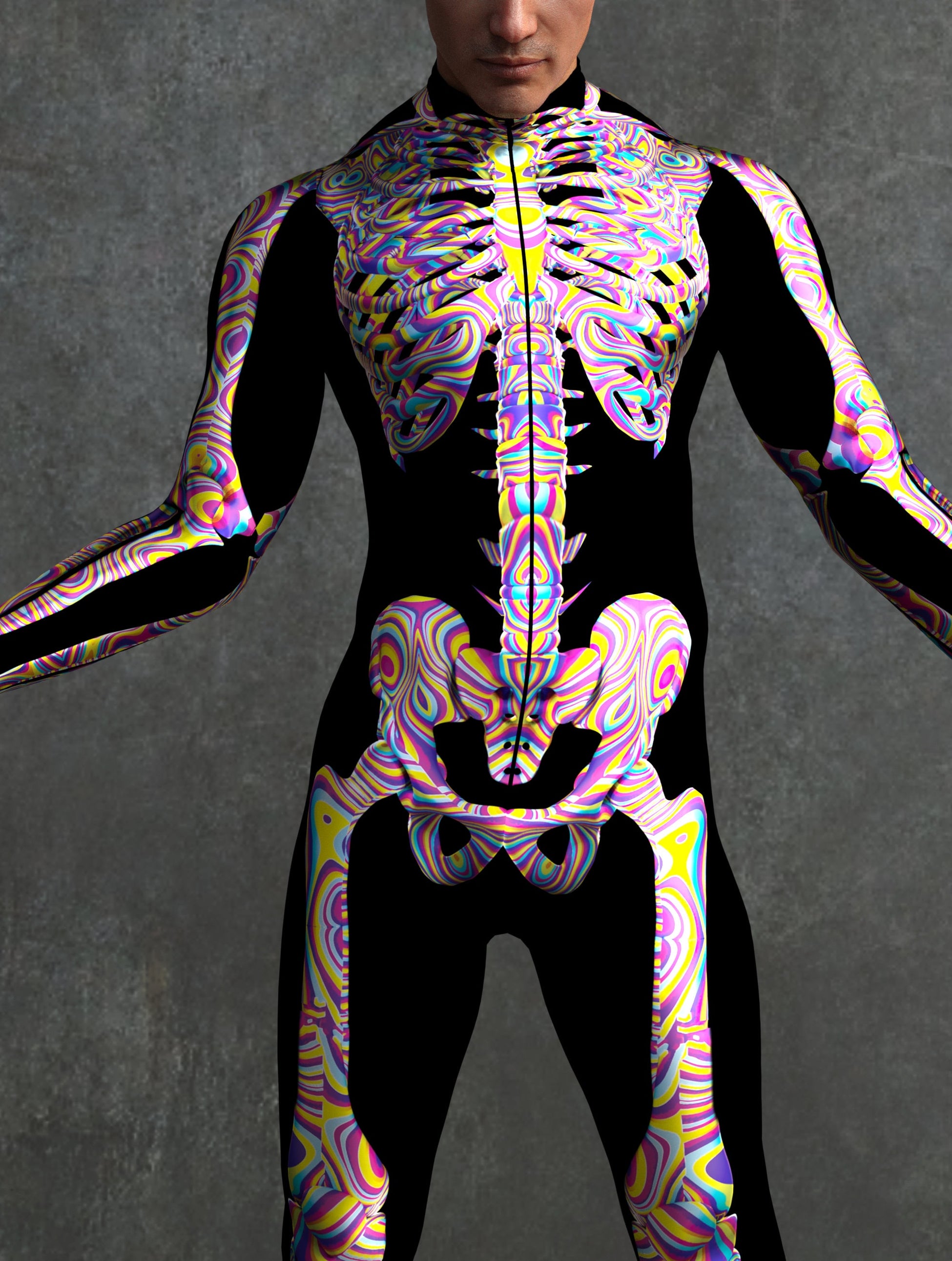 Candy Liquid Skeleton Male Costume 1