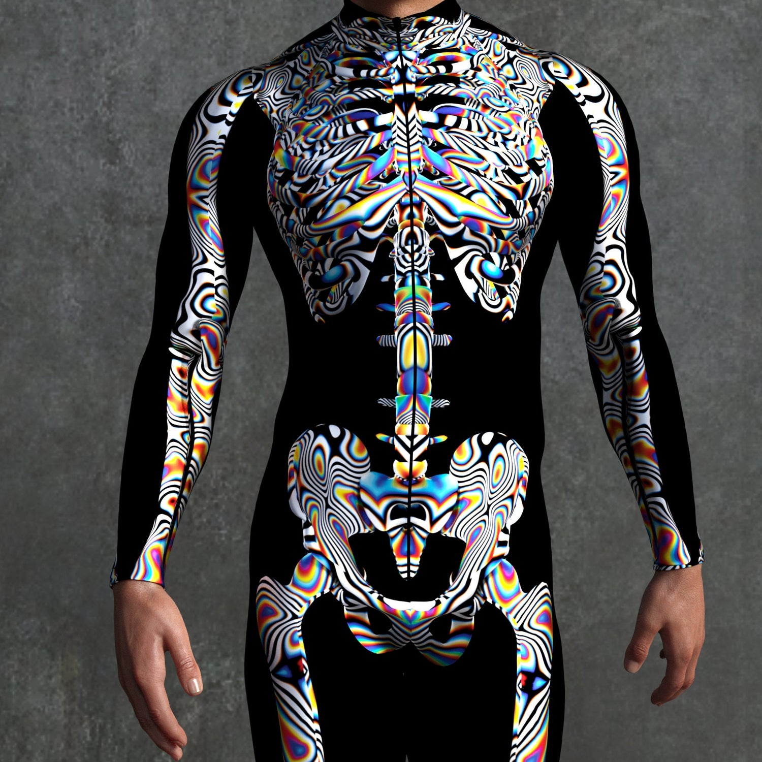 Universe Glitch Skeleton Male Costume Lycra