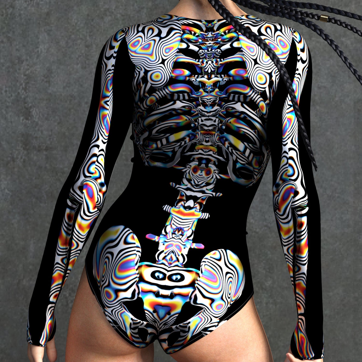 Universe Glitch Skeleton Short Body Lycra